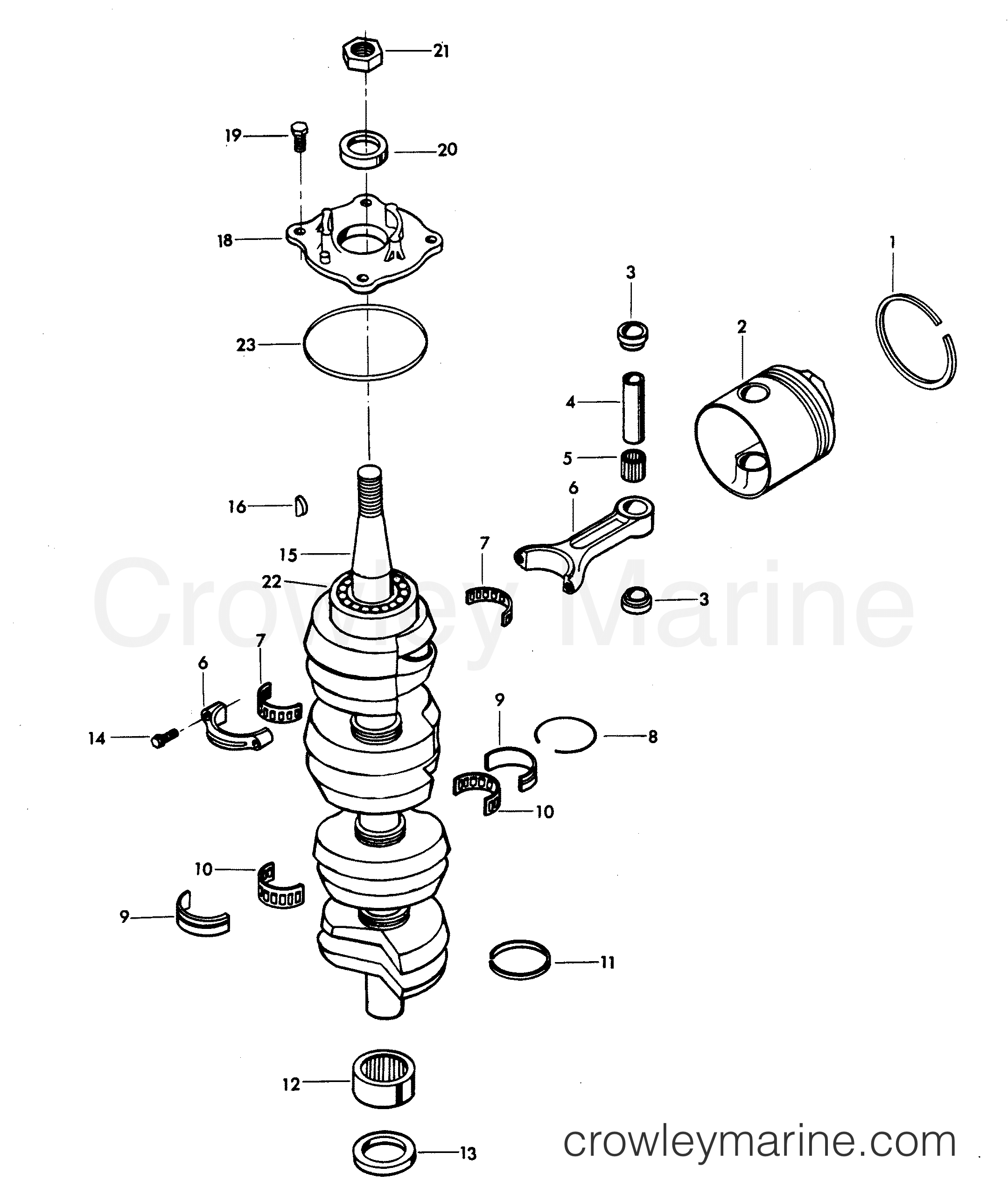 1981 Outboard 140 - 1406B1D - CRANKSHAFT AND PISTON GROUP