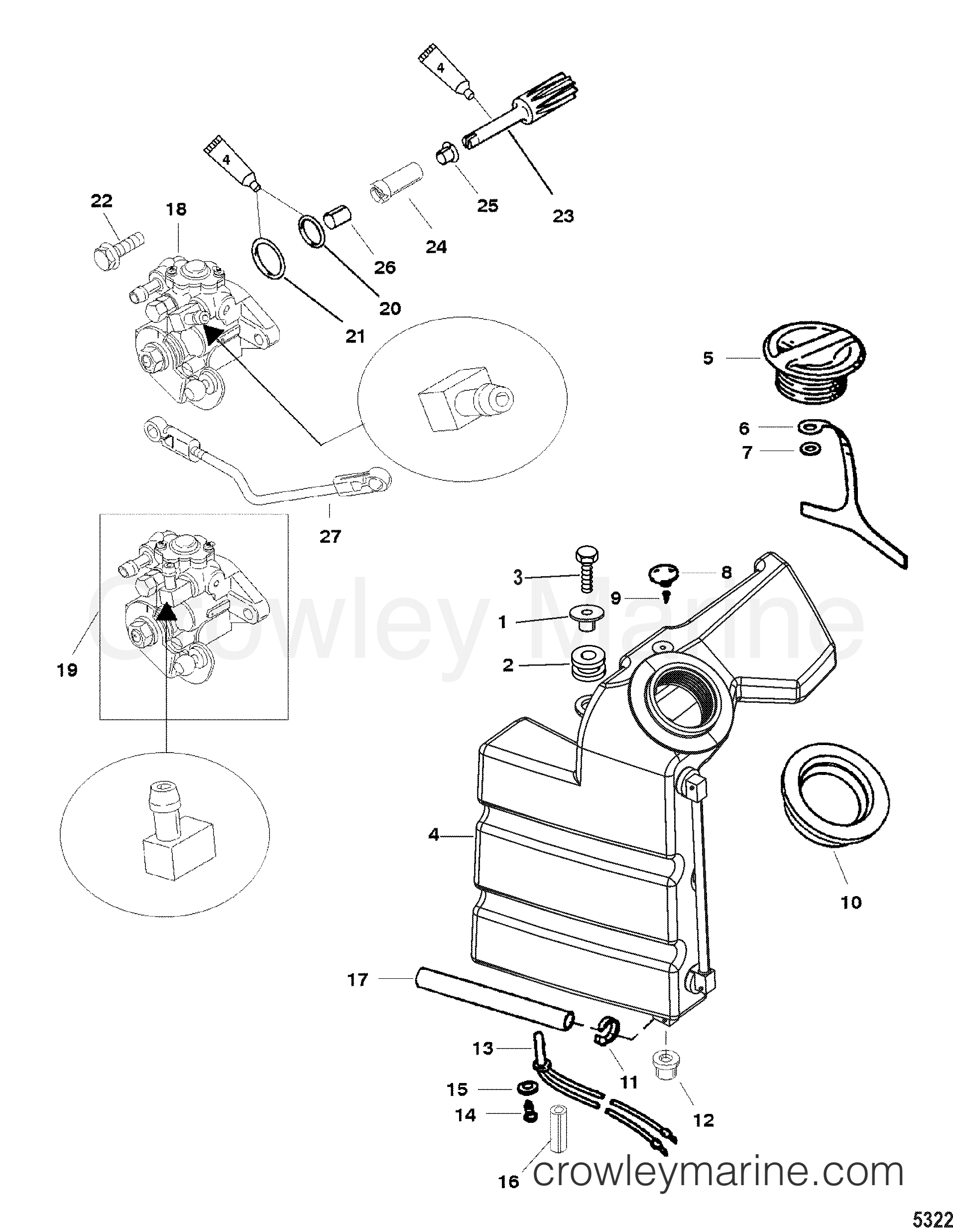 2000 Outboard 50 [ELPTO] - 7050412JB - OIL INJECTION COMPONENTS