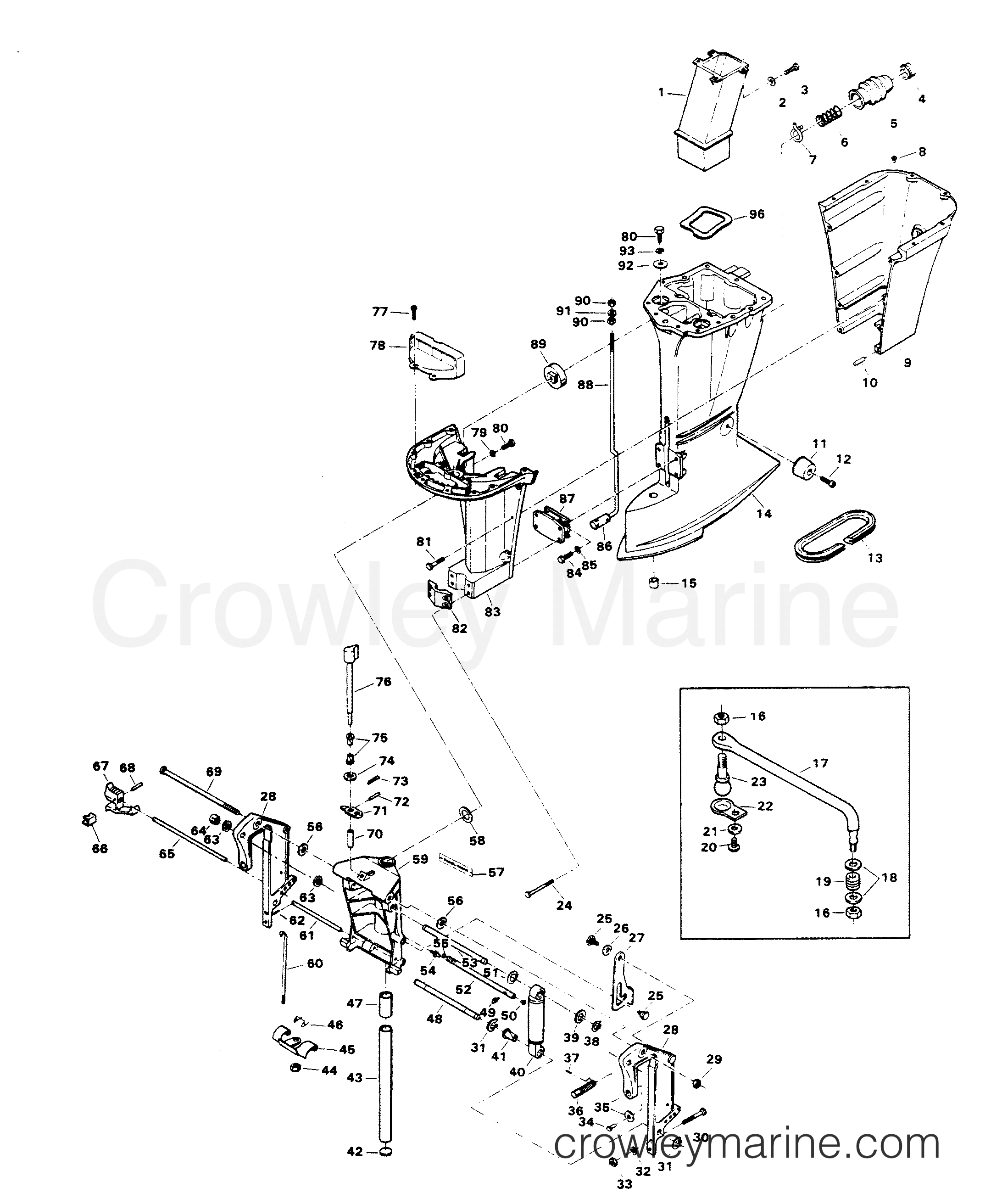 1982 Chrysler Outboard 140 - 1408B2D - MOTOR LEG