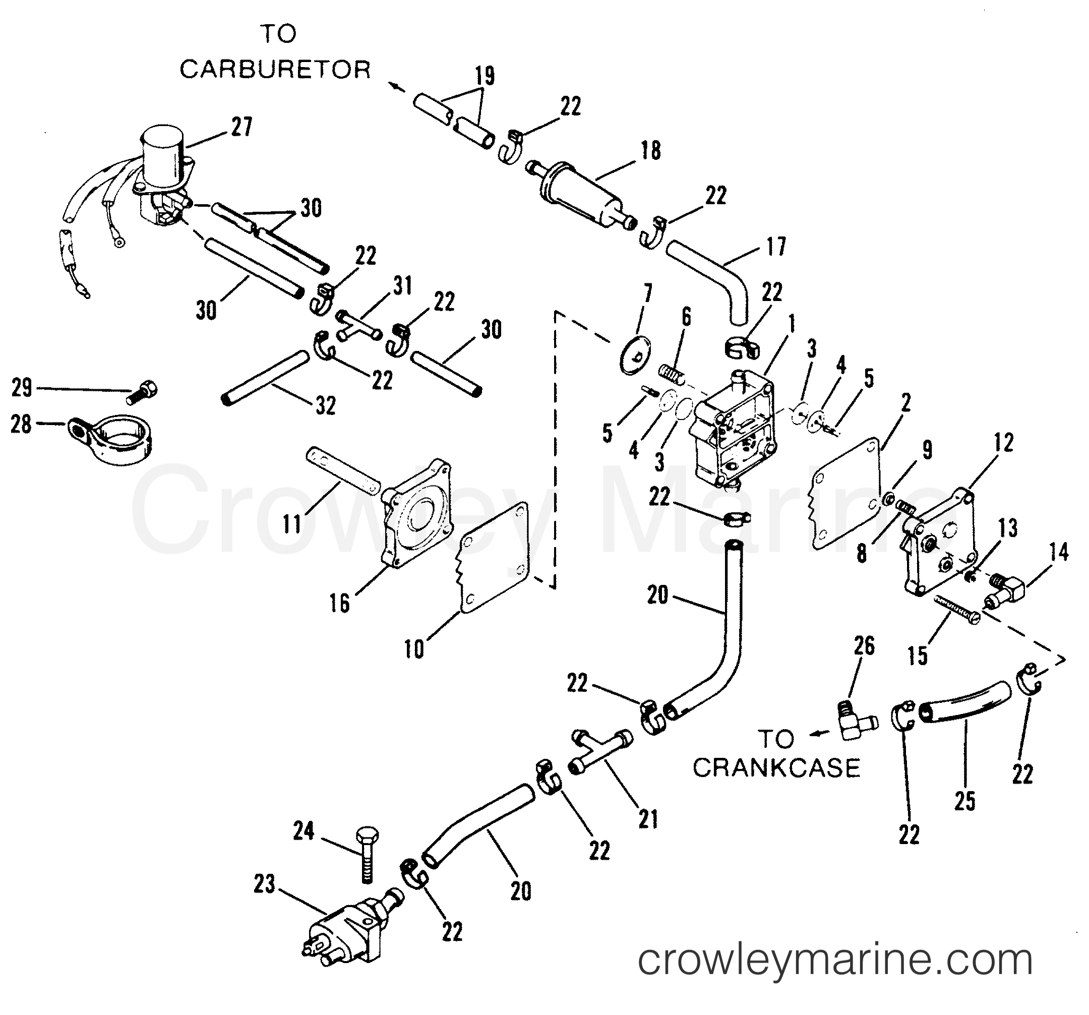 1994 Outboard 60 [EO] - 7060302CD - FUEL PUMP (WHITE OR RED)