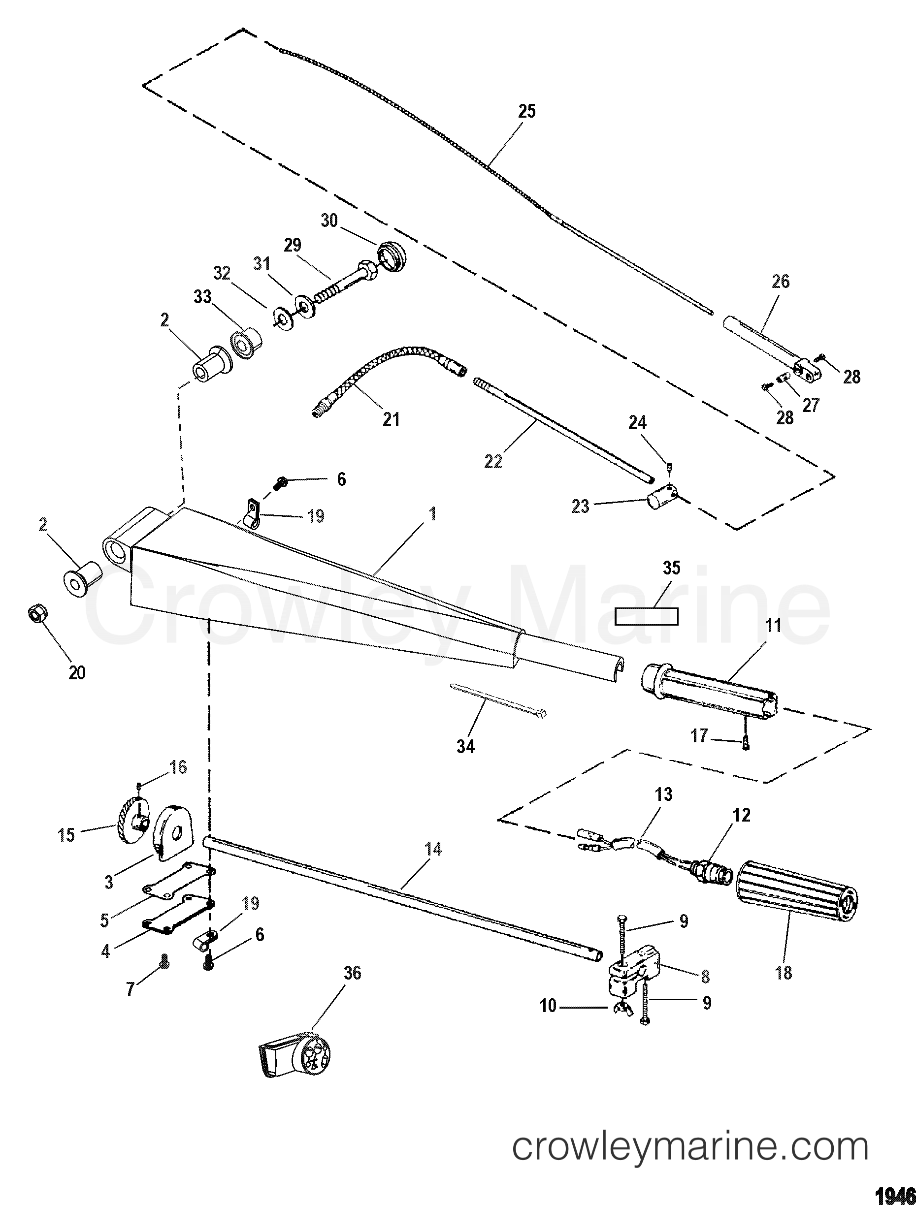 2002 Outboard 115EFI [EXLPT SW 4] - 7115F23LY - STEERING HANDLE KIT