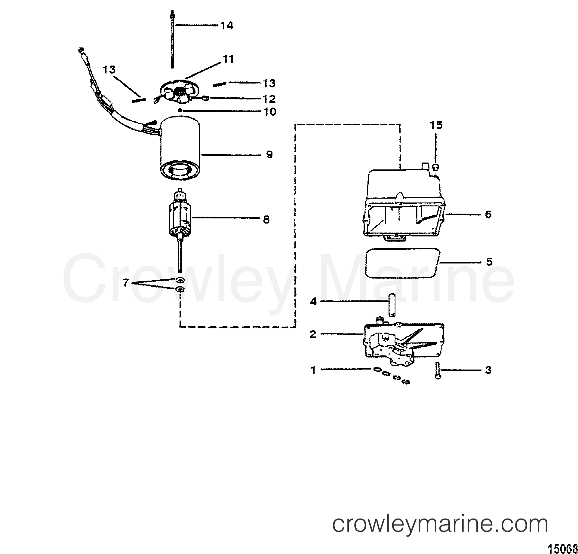 POWER TRIM PUMP ASSEMBLY(PLASTIC RESERVOIR) (92975A6) Various Years