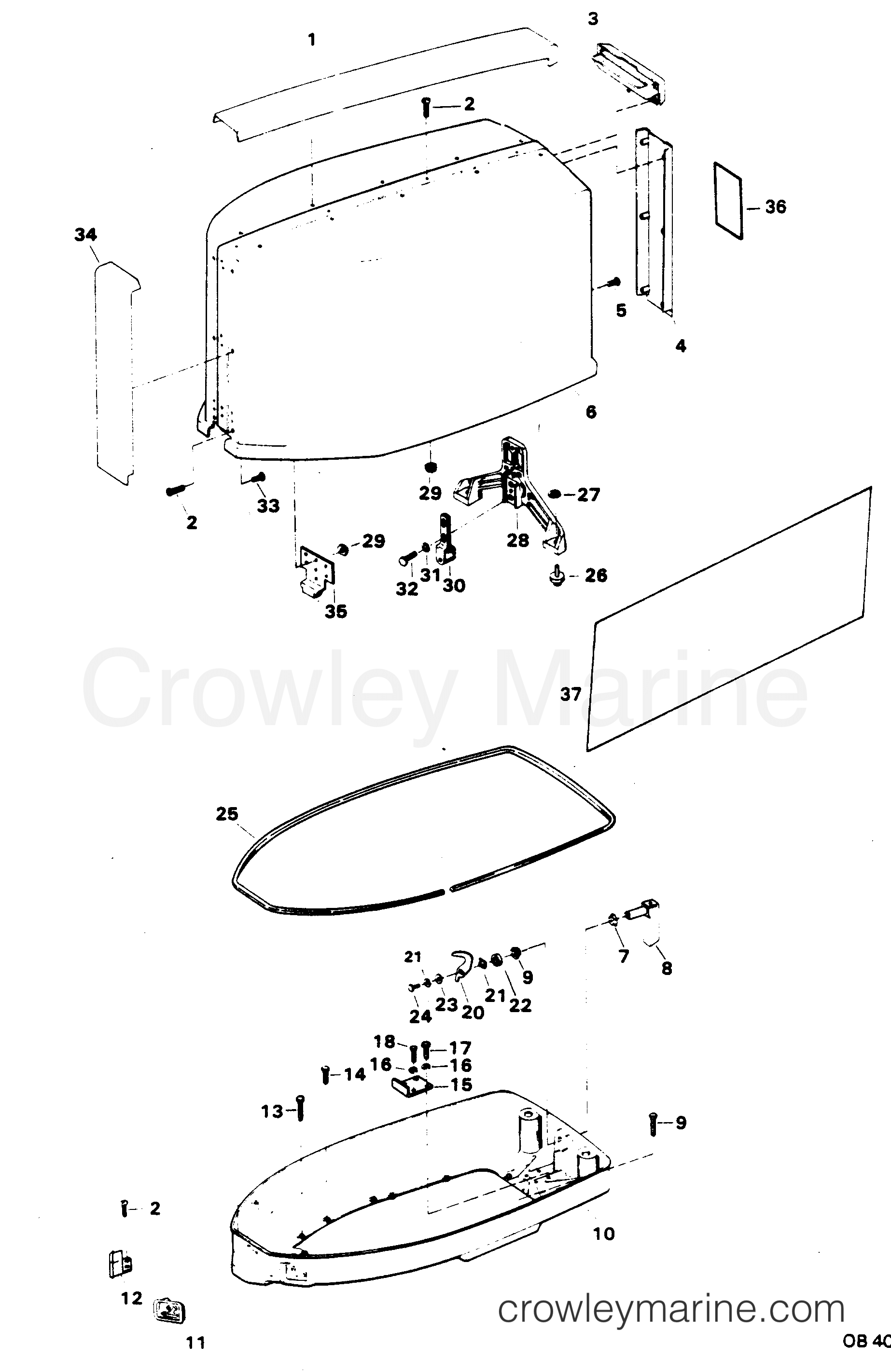 1984 Outboard 85 - 856F4A [Force] - ENGINE COVER AND SUPPORT PLATE