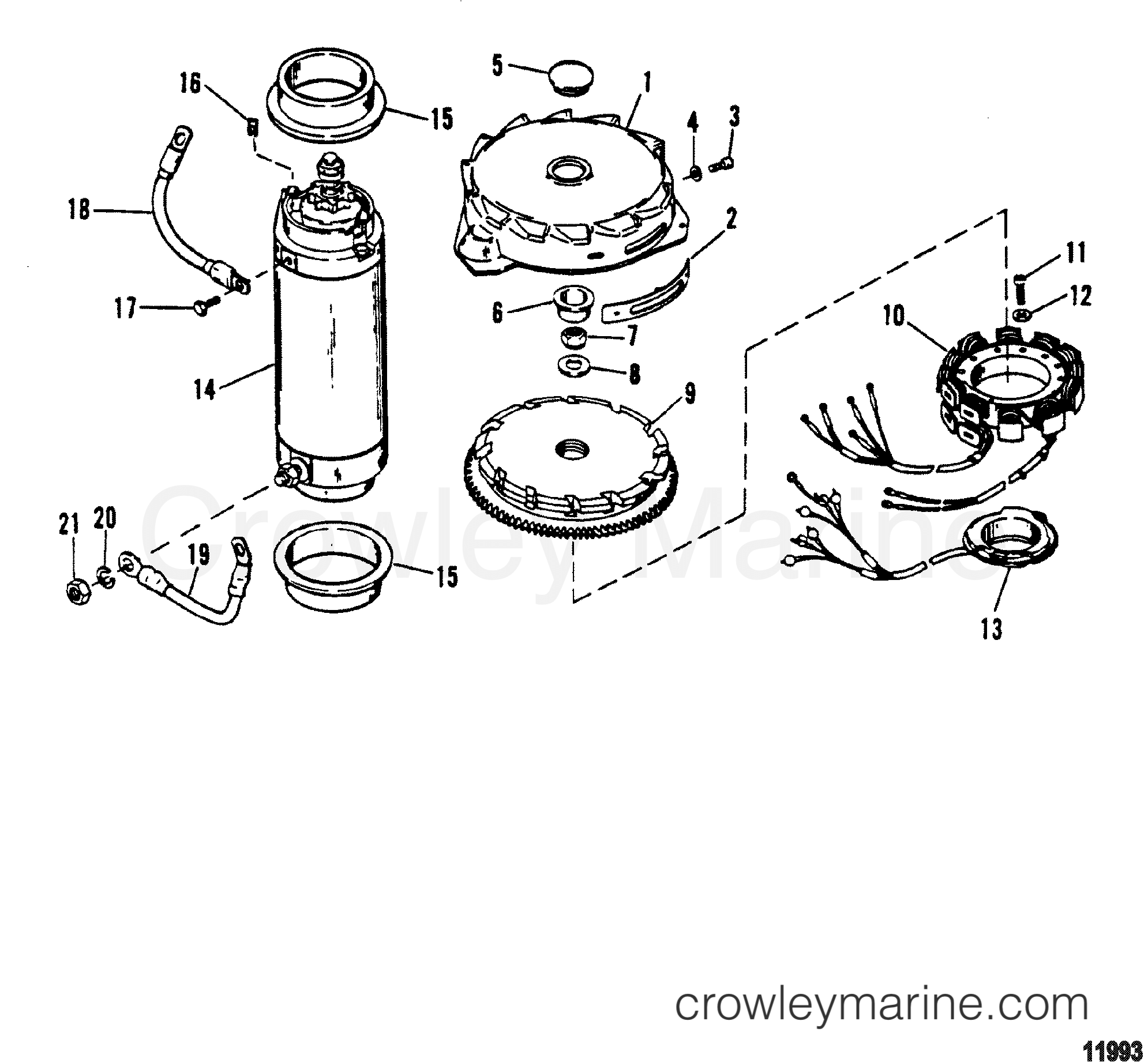 1994 Outboard 150 [EFI] - 7150418CD - FLYWHEEL/STARTER MOTOR