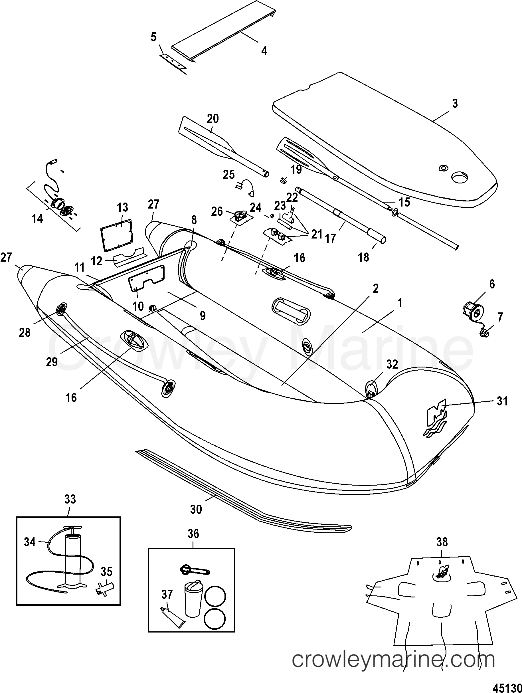 Serial Range Inflatable Boat Quicksilver PVC Soft Bottom INTL 2010-2011 - BE-BME14880F910 & Up [INT] - DINGHY MODELS(200 / 240)