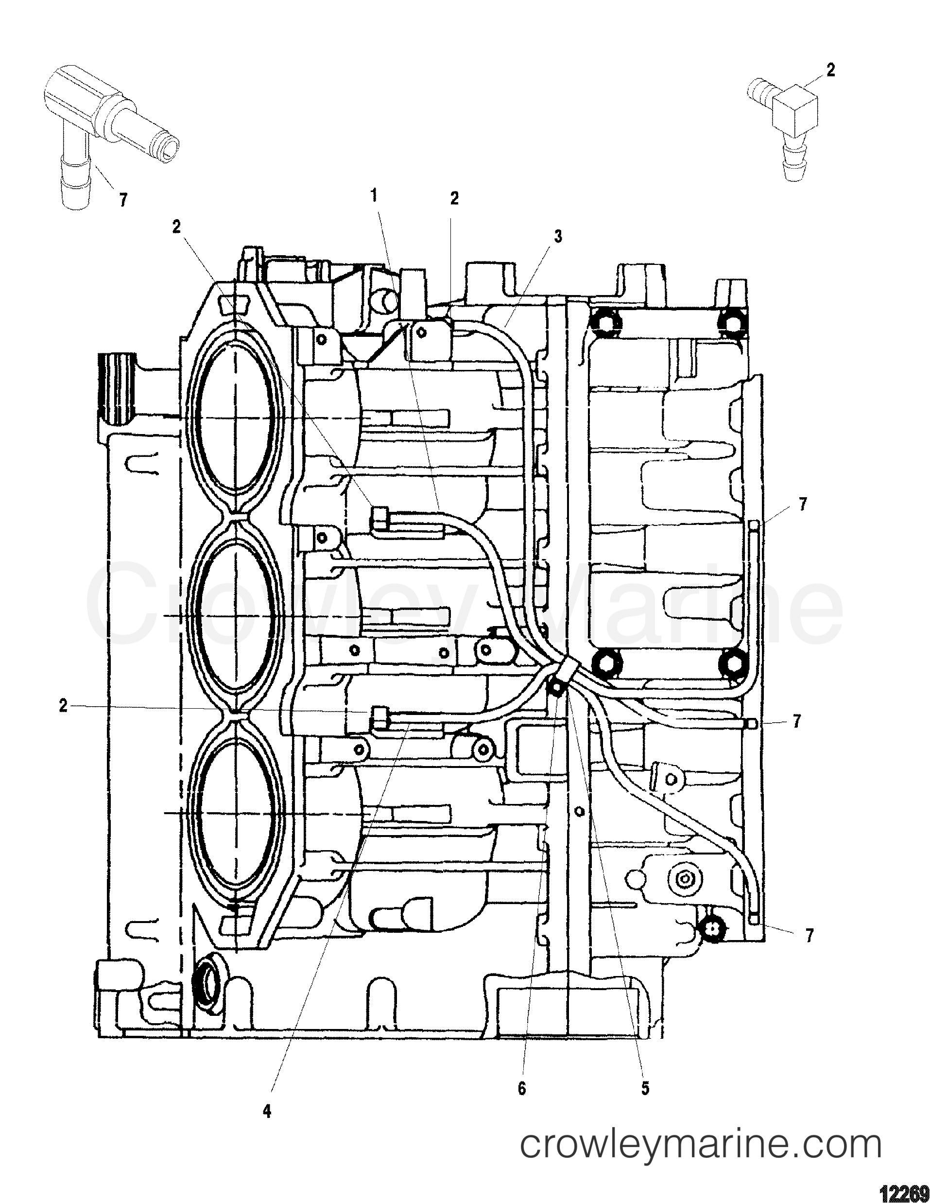 2000 Outboard 200DFI [XXL SW] - 7200493JD - STARBOARD CENTER MAIN OILING SYSTEM