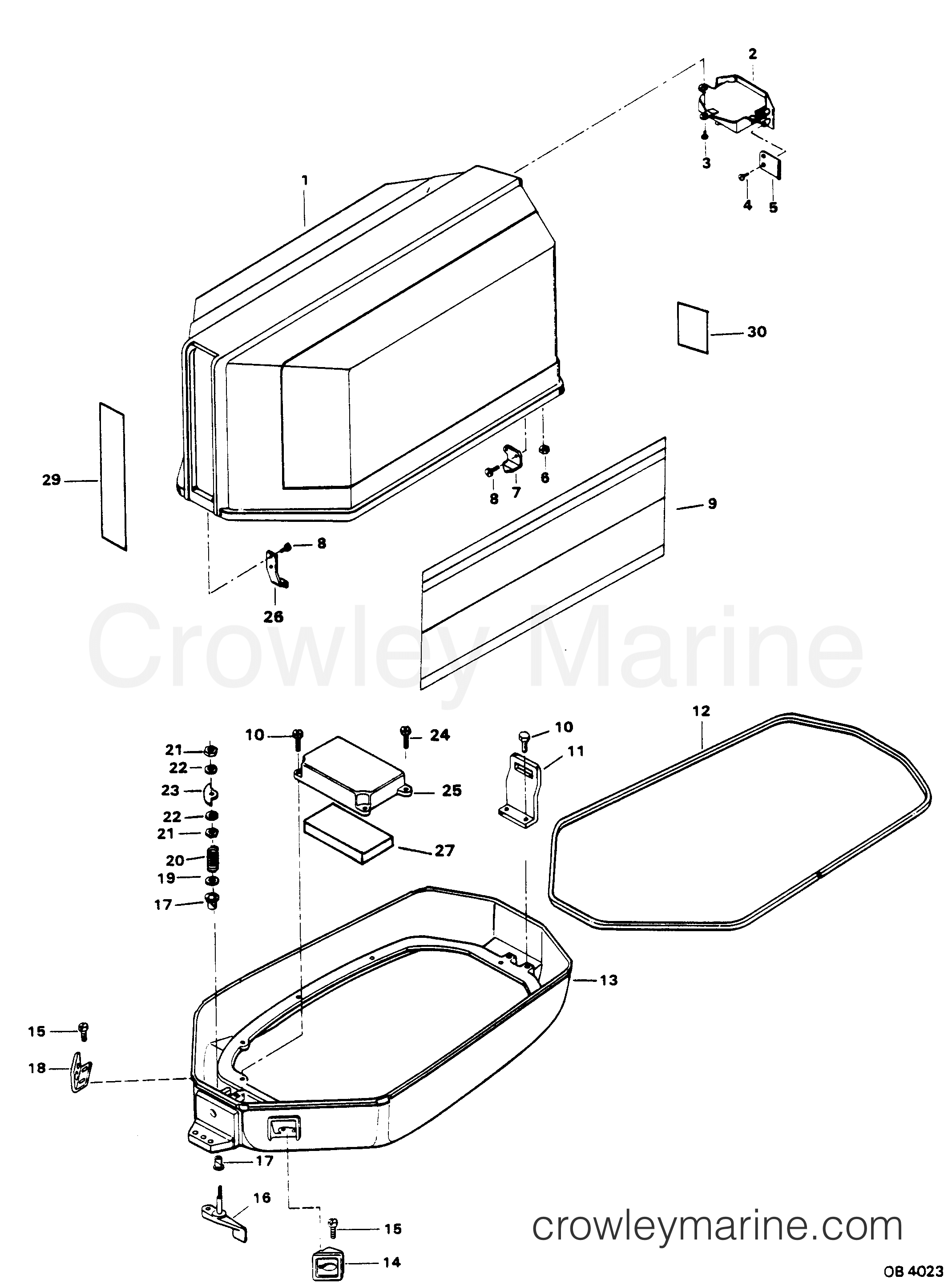 1984 Outboard 50 - 507FC4A [Force] - ENGINE COVER AND SUPPORT PLATE