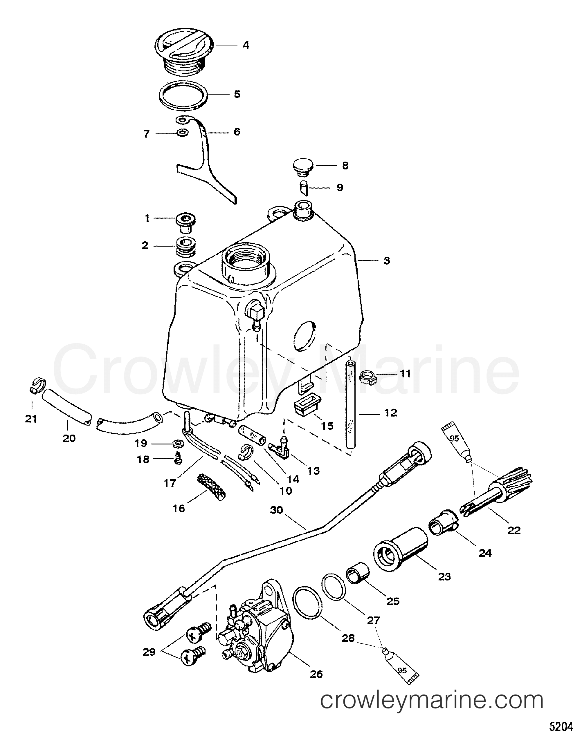 2000 Outboard 30 [ELO] - 70314120B - OIL INJECTION COMPONENTS