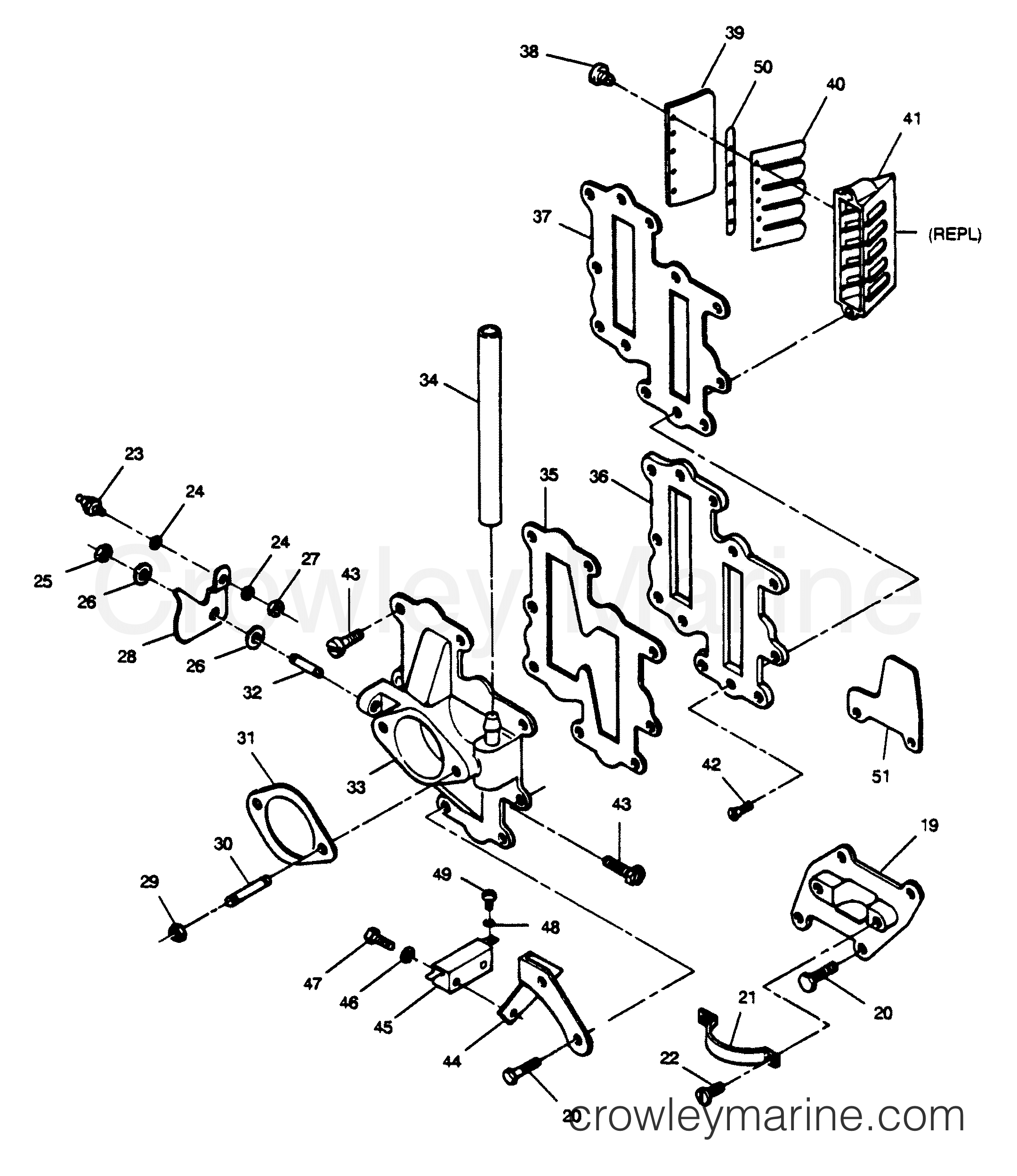1989 Outboard 125 - 0C1258F9E [Force] - ADAPTER AND REED PLATE