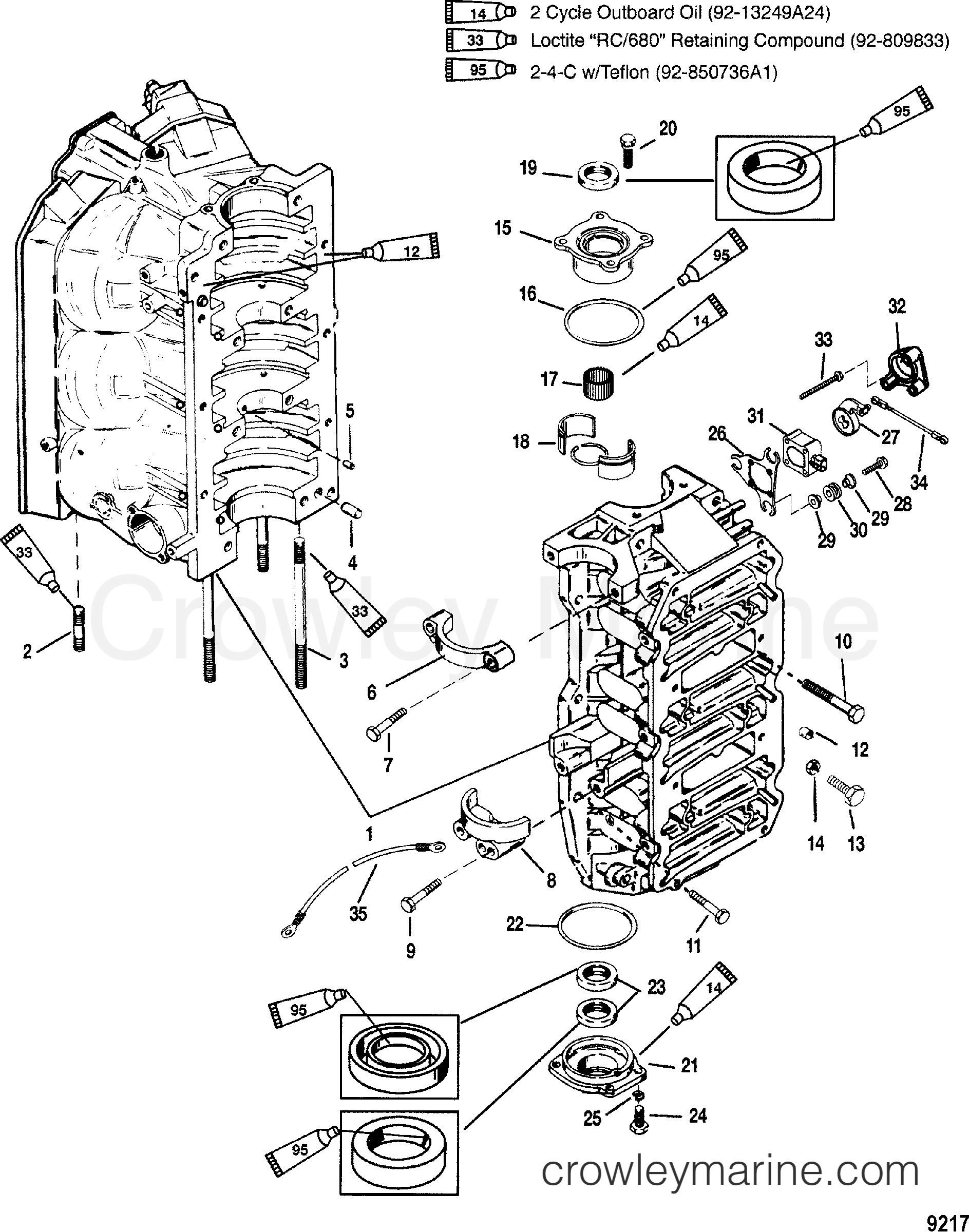 CYLINDER BLOCK AND END CAPS - 2000 Outboard 115DFI [EXLPTO] 7115483JD ...
