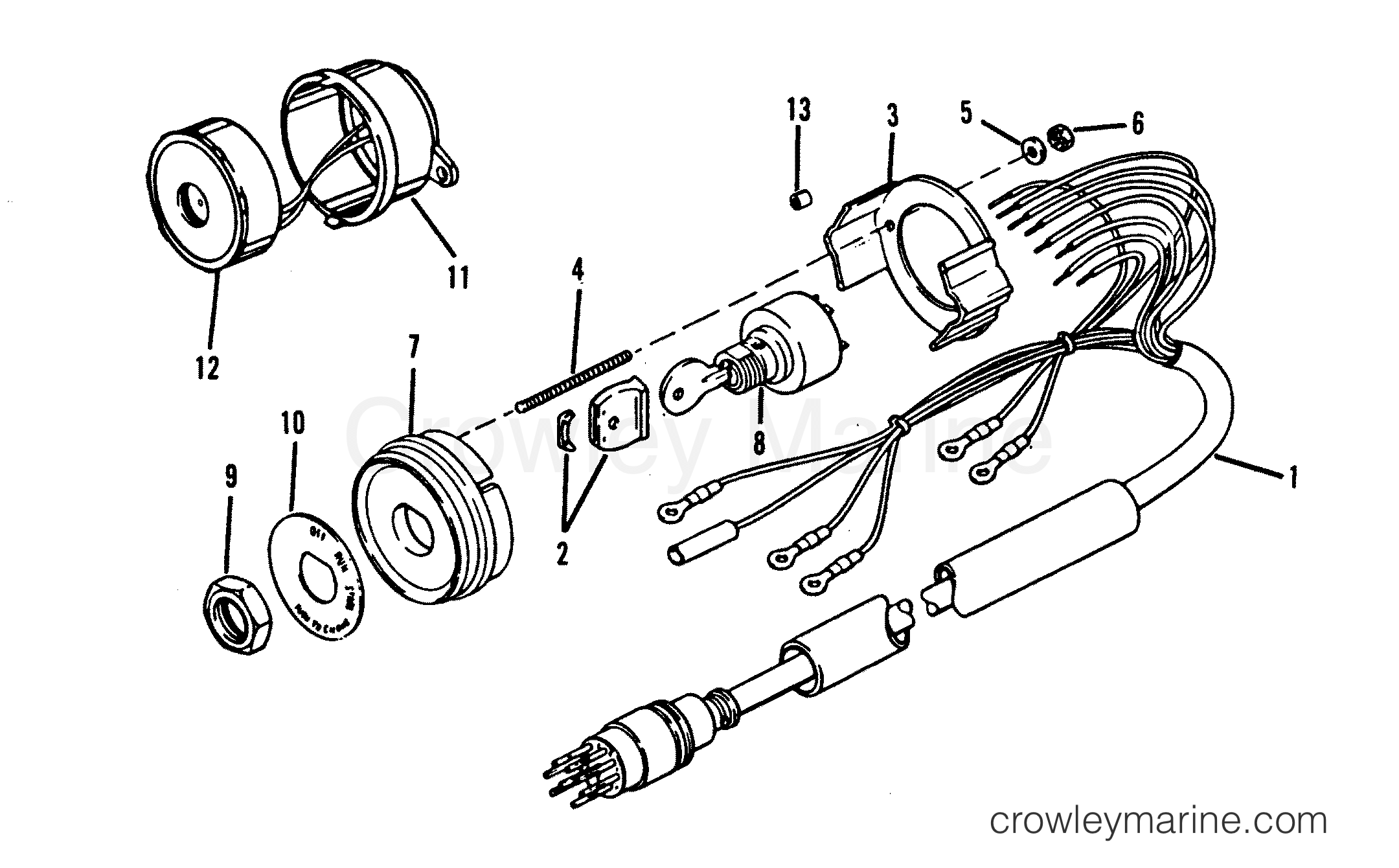 1990 Outboard 175SKI [L] - 7175413SD - KEY SWITCH ASSEMBLY