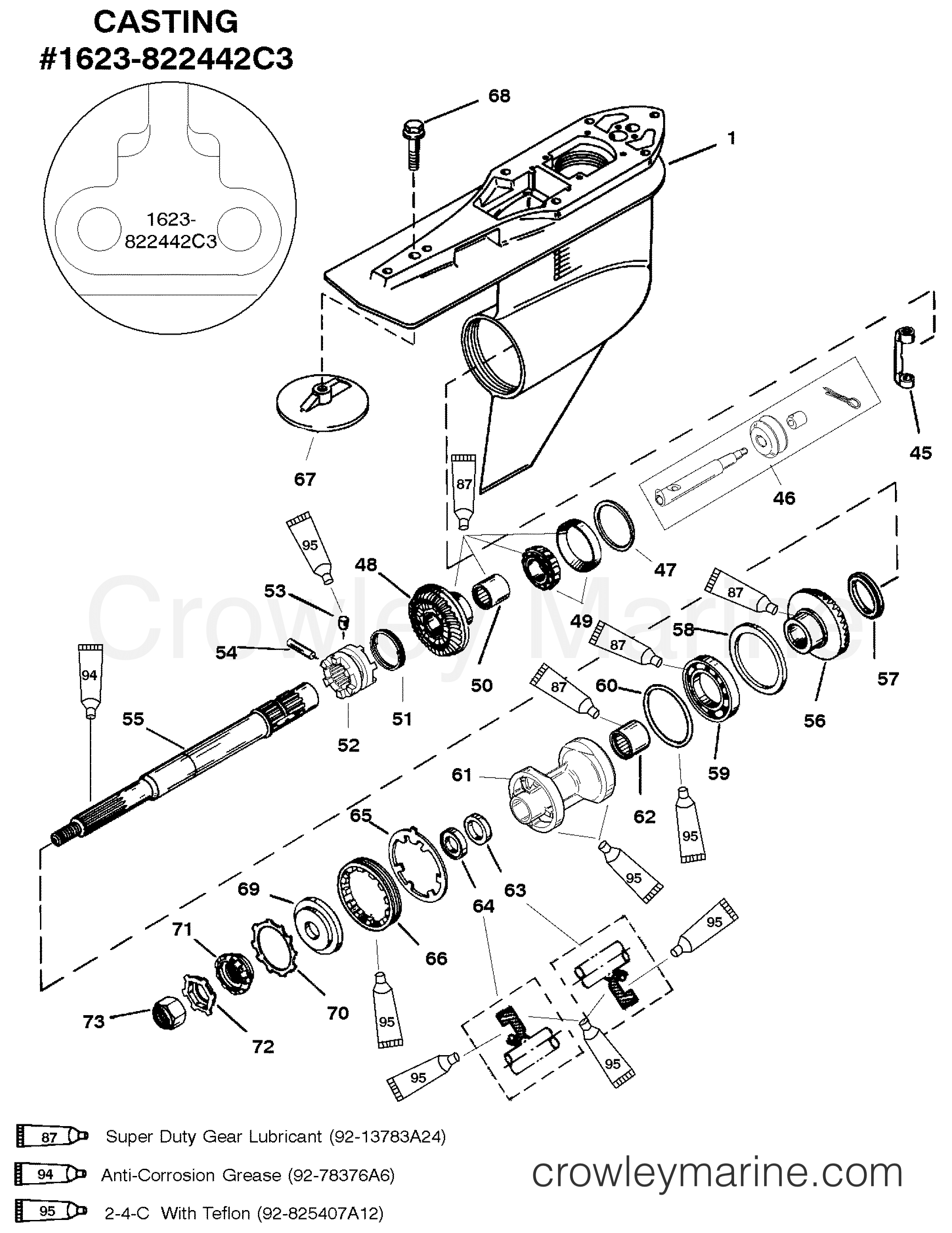 GEAR HSG(PROP SHAFT)STD. ROTATION(G438000 & UP) 1997 Outboard 200DFI