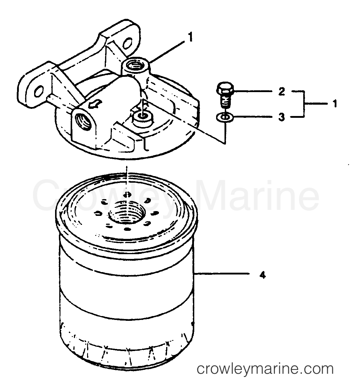 1990 Inboard Engine 5.8LD - 35822C9CS - FUEL FILTER BASE ASSEMBLY