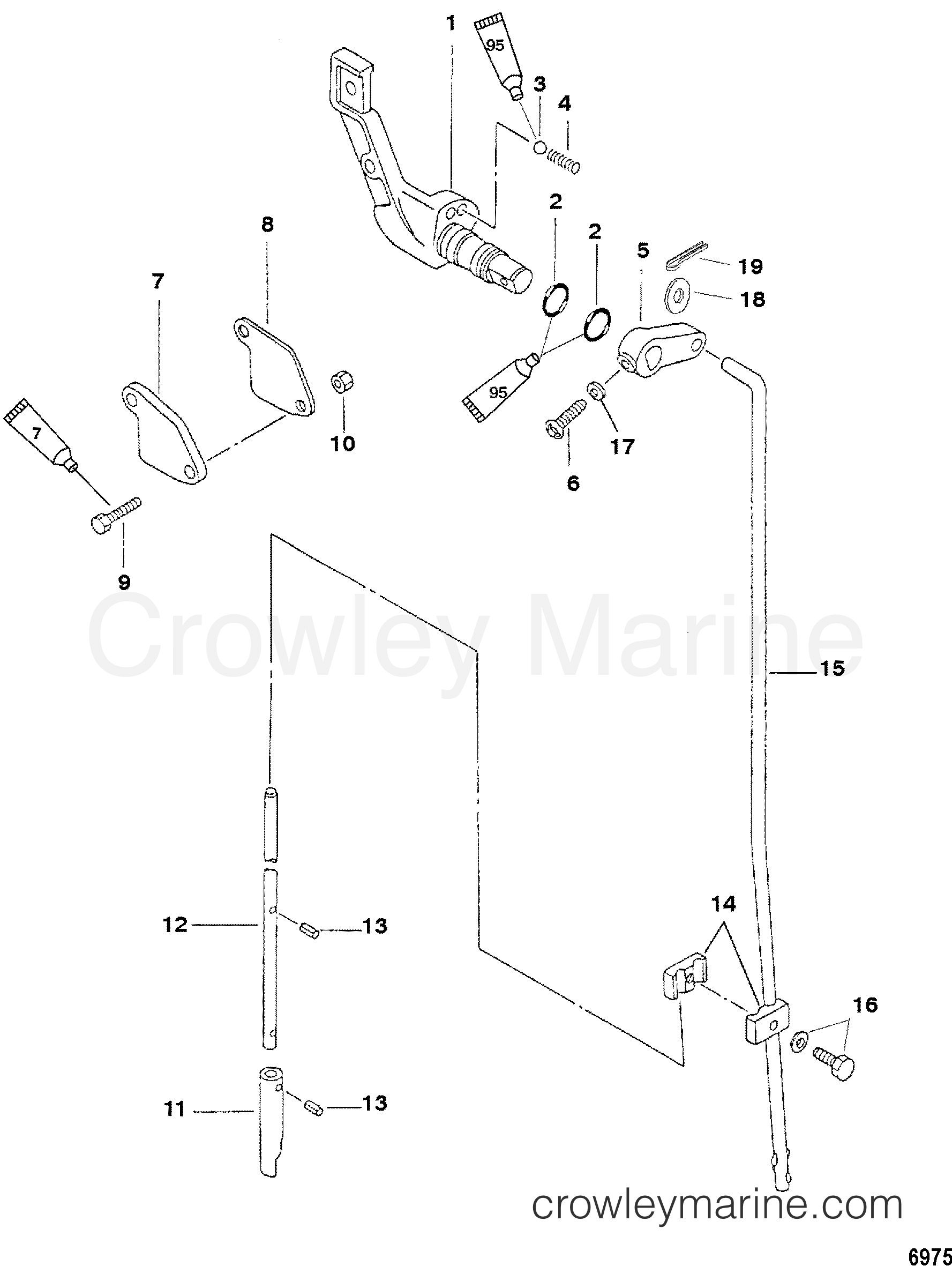 SHIFT LINKAGE, 3.3 HORSEPOWER 2006 Mercury Outboard 2.5 [MH] 1002201FK Crowley Marine