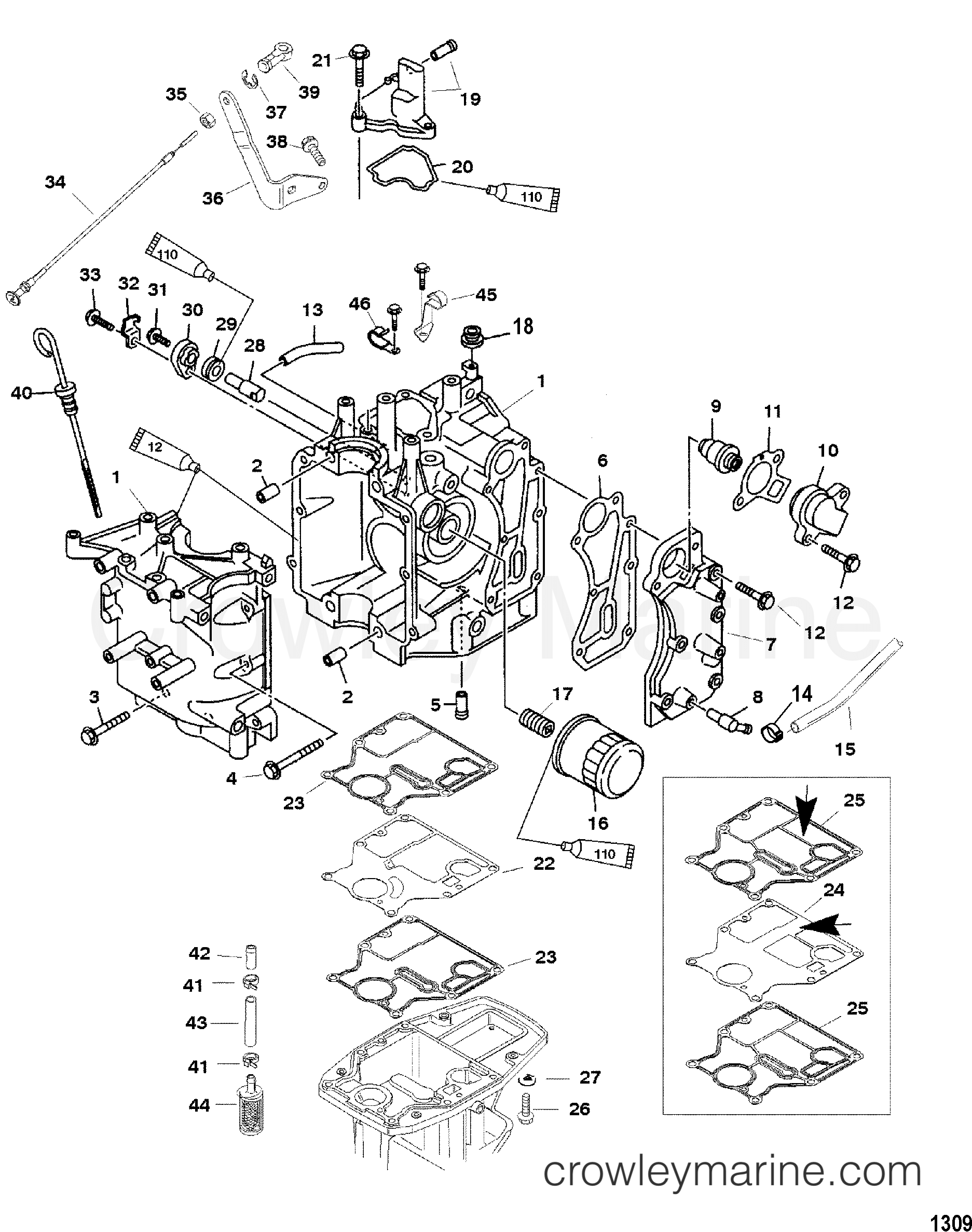 CYLINDER BLOCK AND COVERS - 1999 Outboard 9.9 [EL 4] 7F10312HD ...