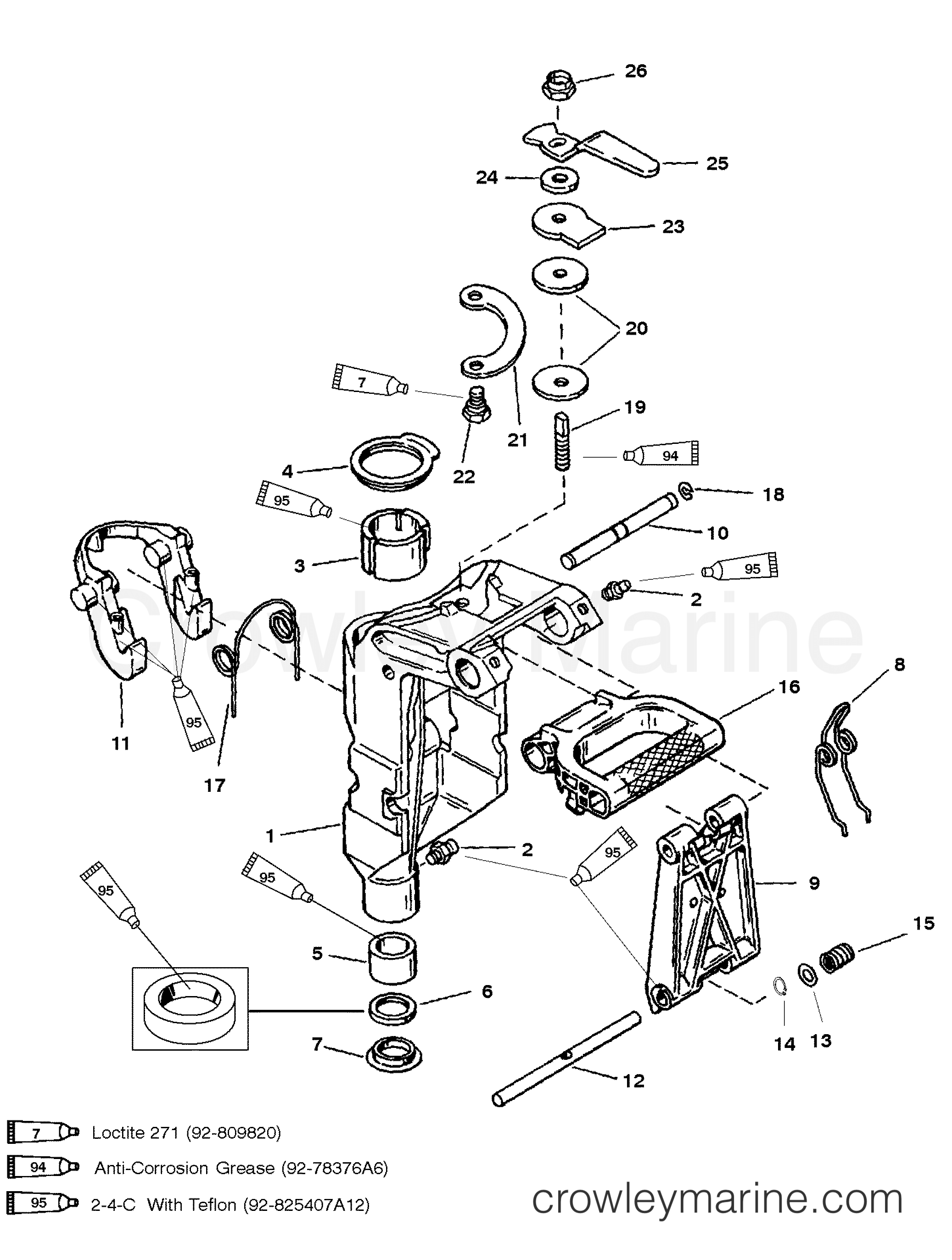 1996 Outboard 9.9 [MLH 4] - 7F10213EF - SWIVEL BRACKET