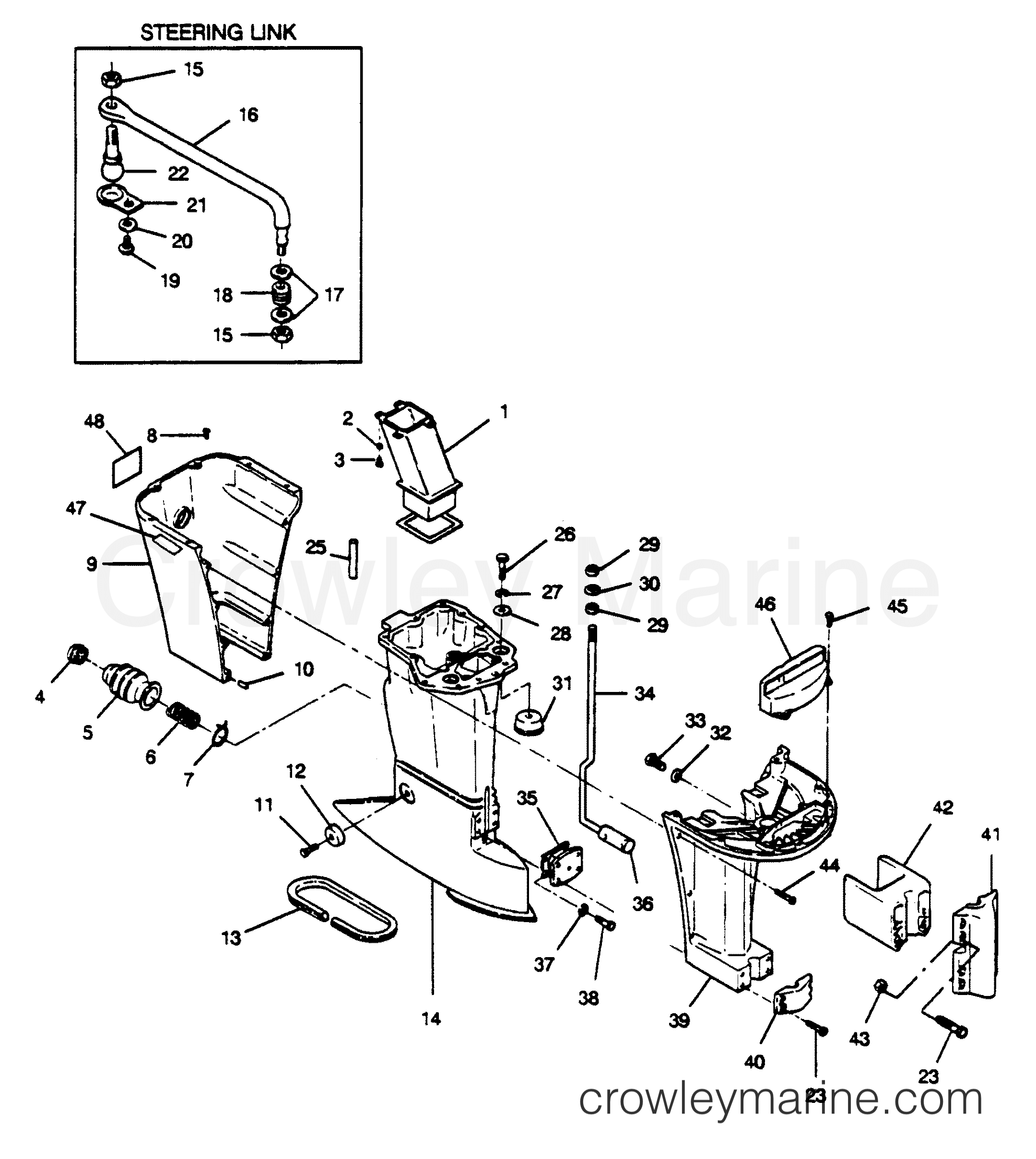 1989 Outboard 125 - H1258F89E [E] - MOTOR LEG