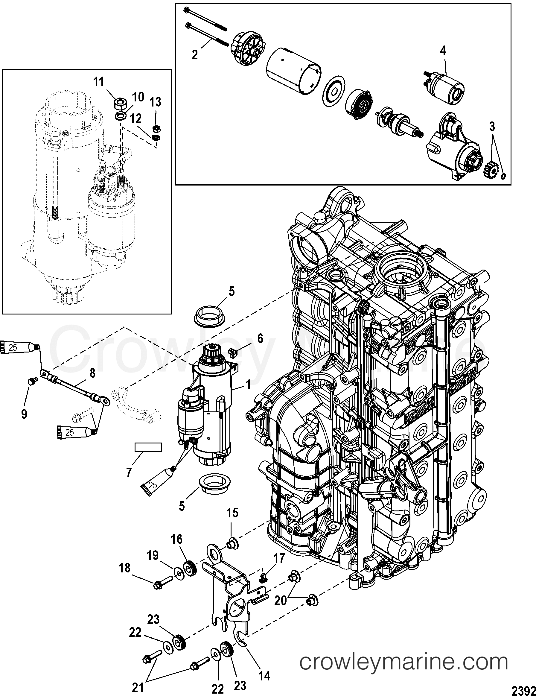 2006 Outboard 225 [L 4] - 7225V13UB - STARTER MOTOR/ELECTRICAL CABLE BRACKET MOUNTING