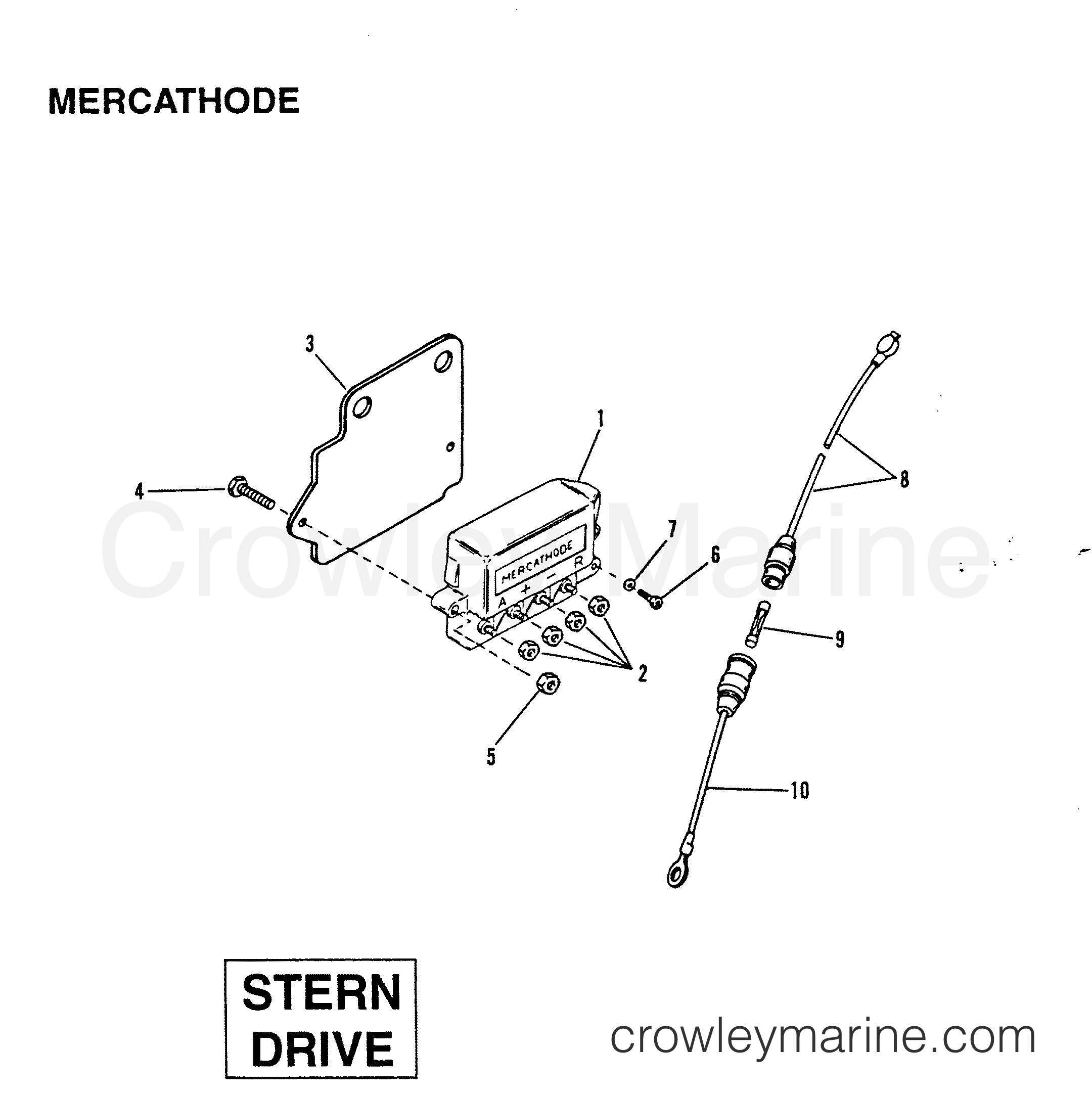 1991 Mercury Inboard Engine 642D - 34232C5DD MERCATHODE (STERN DRIVE) section