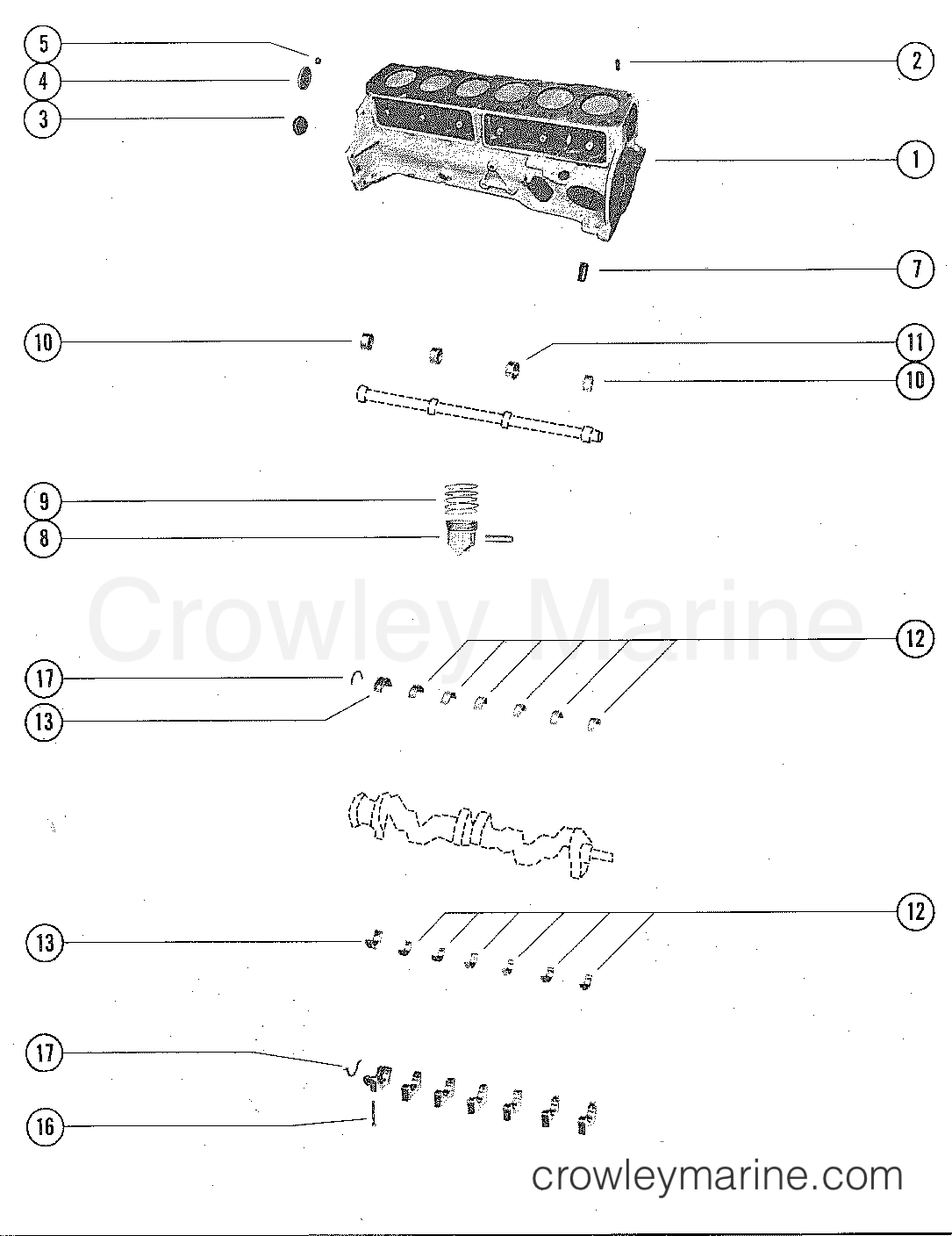 CYLINDER BLOCK, PISTON AND BEARINGS Serial Range Stern Drive 165 GM