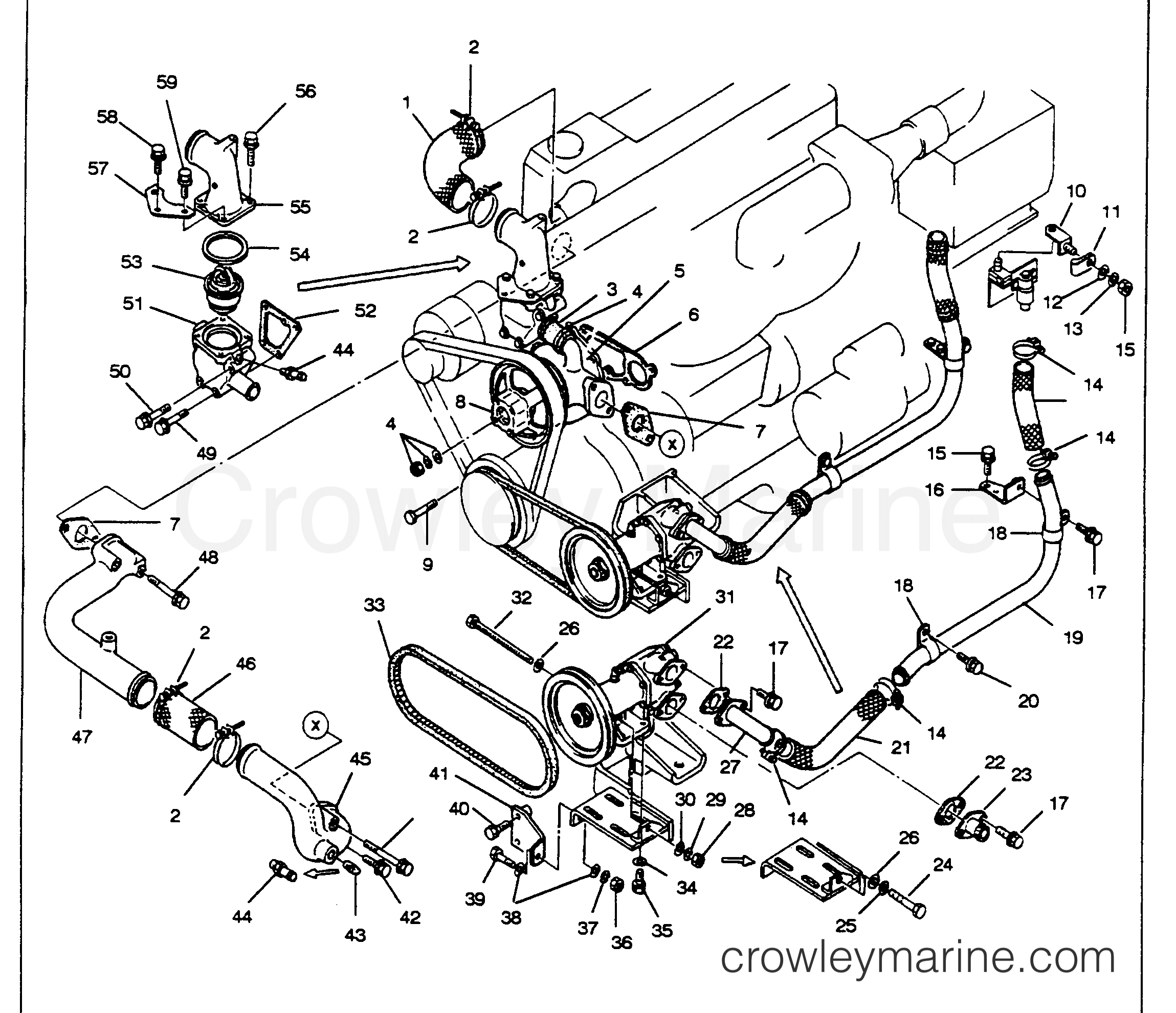 COOLING SYSTEM FIGURE 1I4 All Years Inboard Engine HINO DIESEL