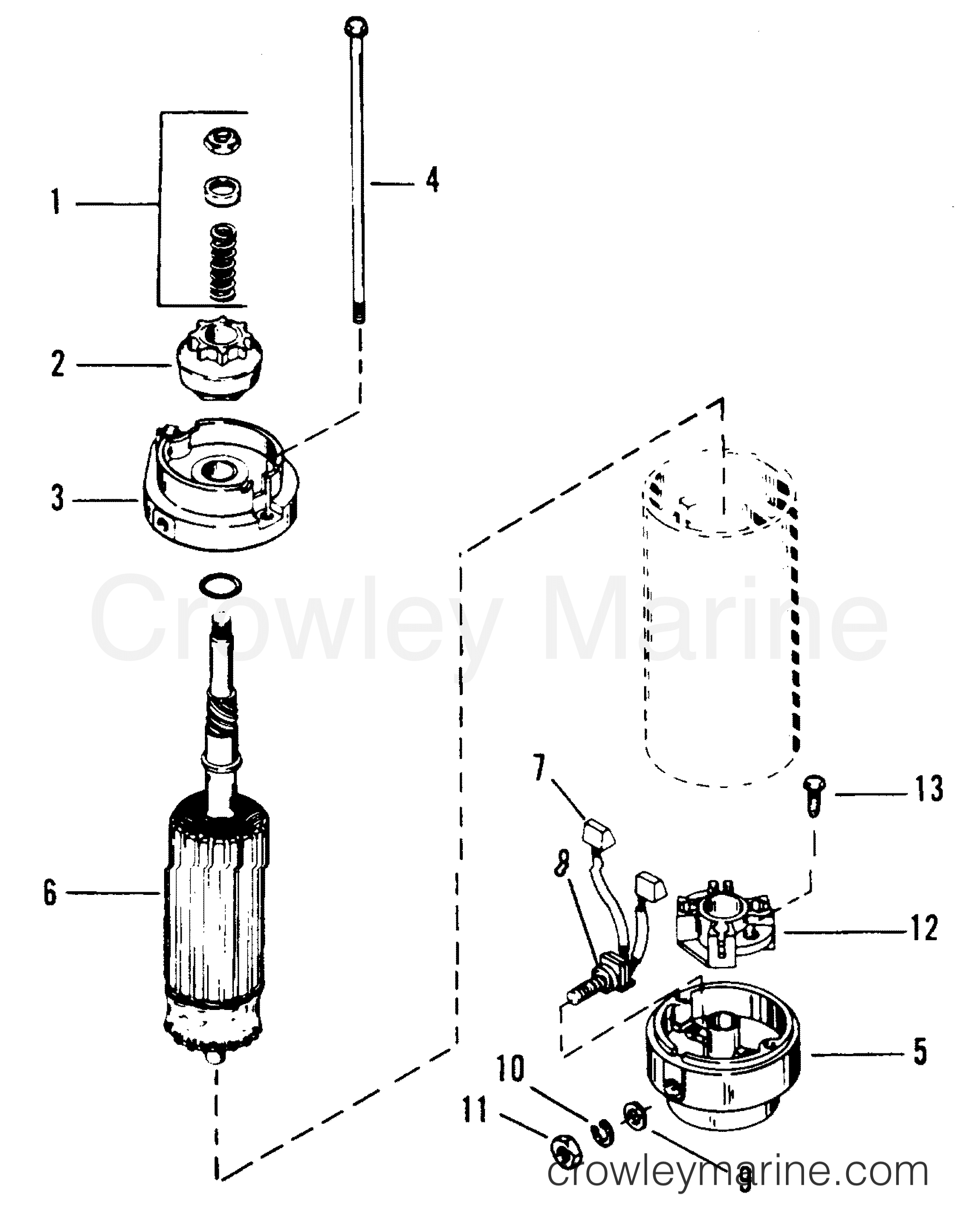 1993 Outboard 50 [ELO] - 7050312BD - STARTER MOTOR ASSEMBLY