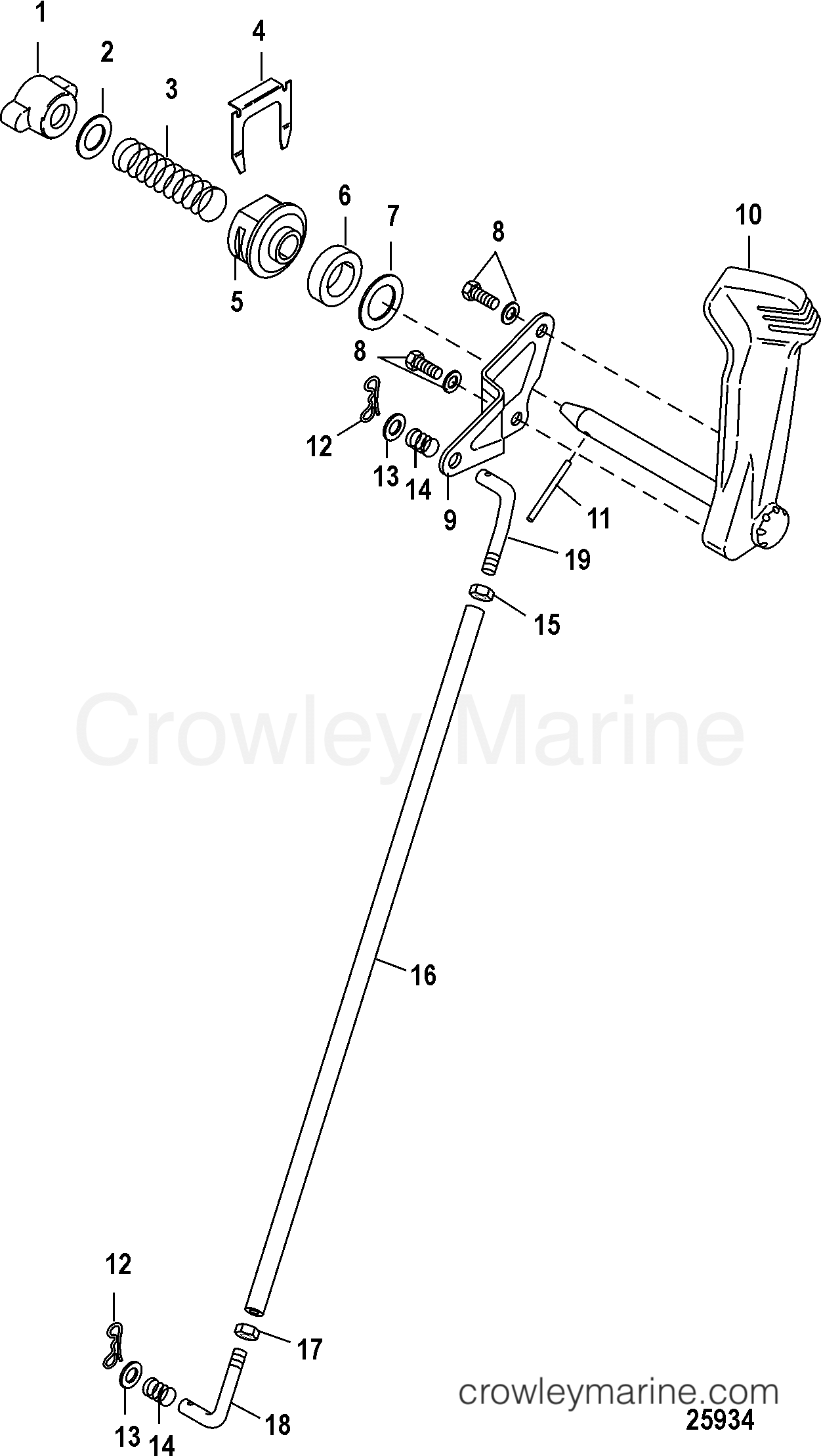 2010 Outboard 30EFI [ELPT 4] - 7A30413VZ - SHIFT LINKAGE, JET-TILLER HANDLE