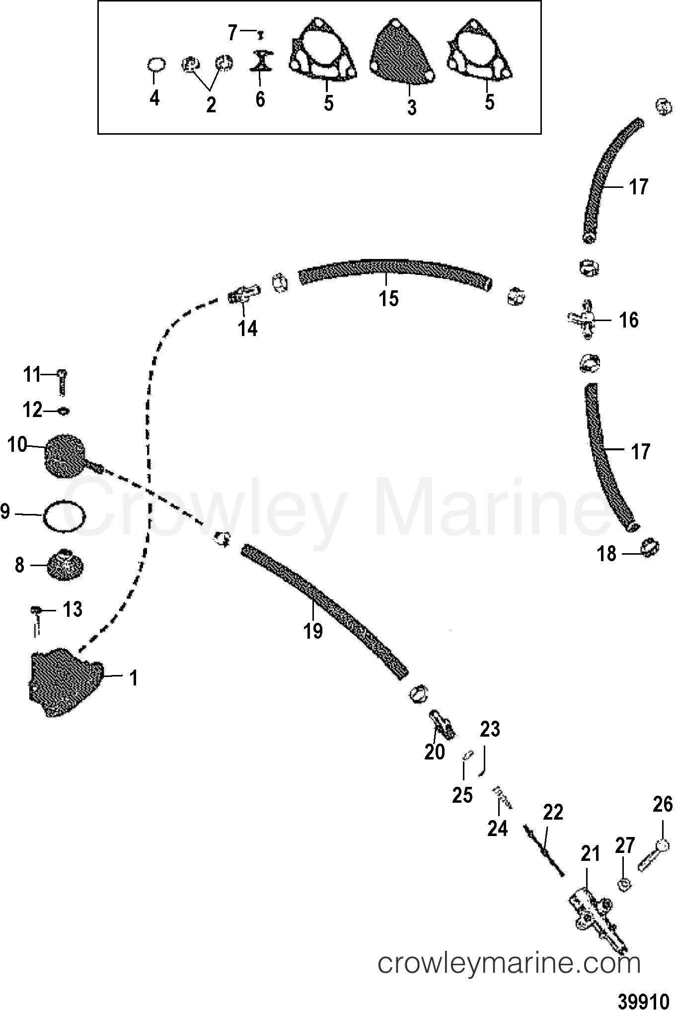 FUEL PUMP AND FUEL LINES 1980 Outboard 80 [ELPT] 1080620 Crowley Marine
