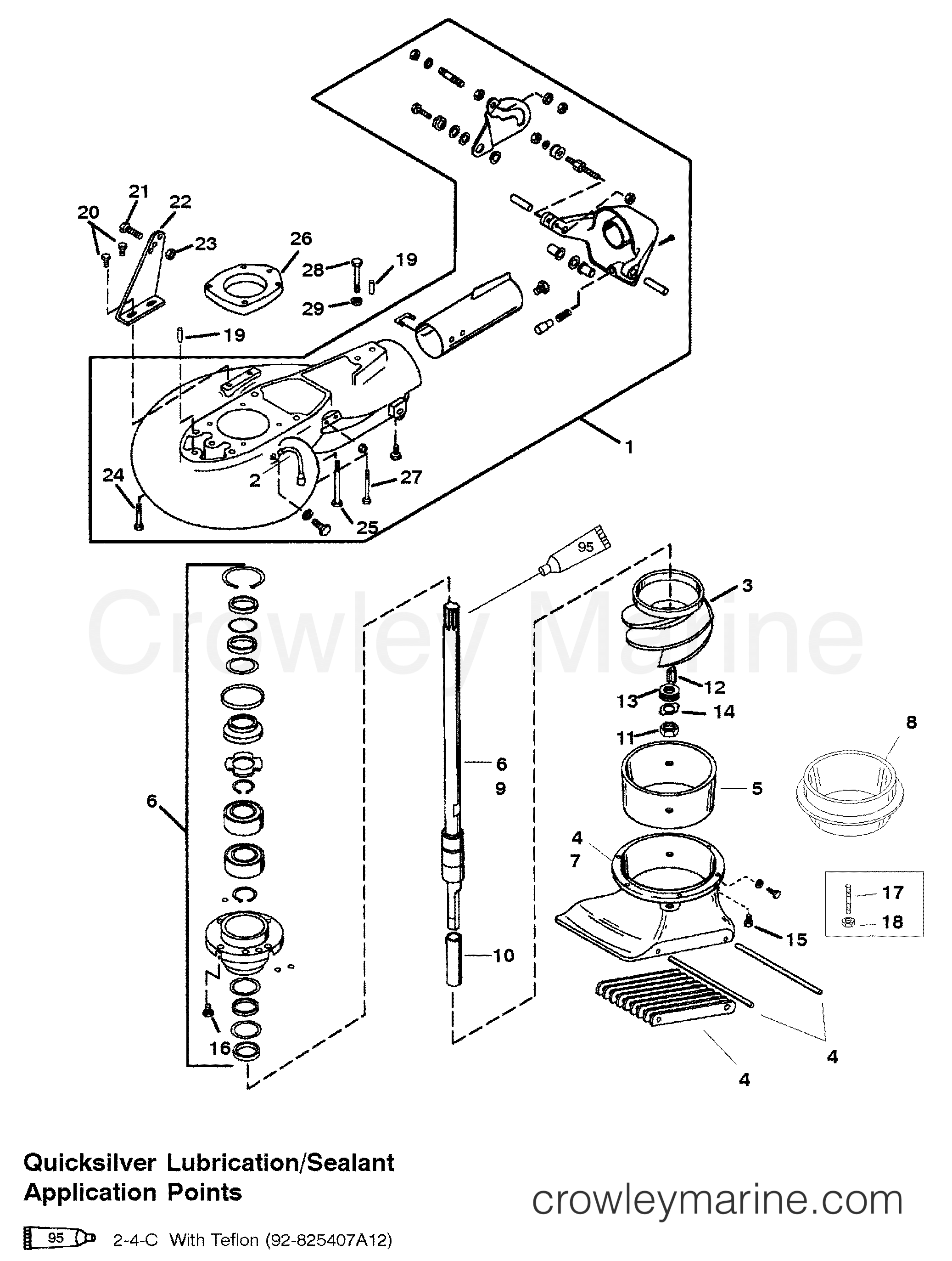 JET PUMP ASSEMBLY 1994 Outboard 75 7076312CD Crowley Marine