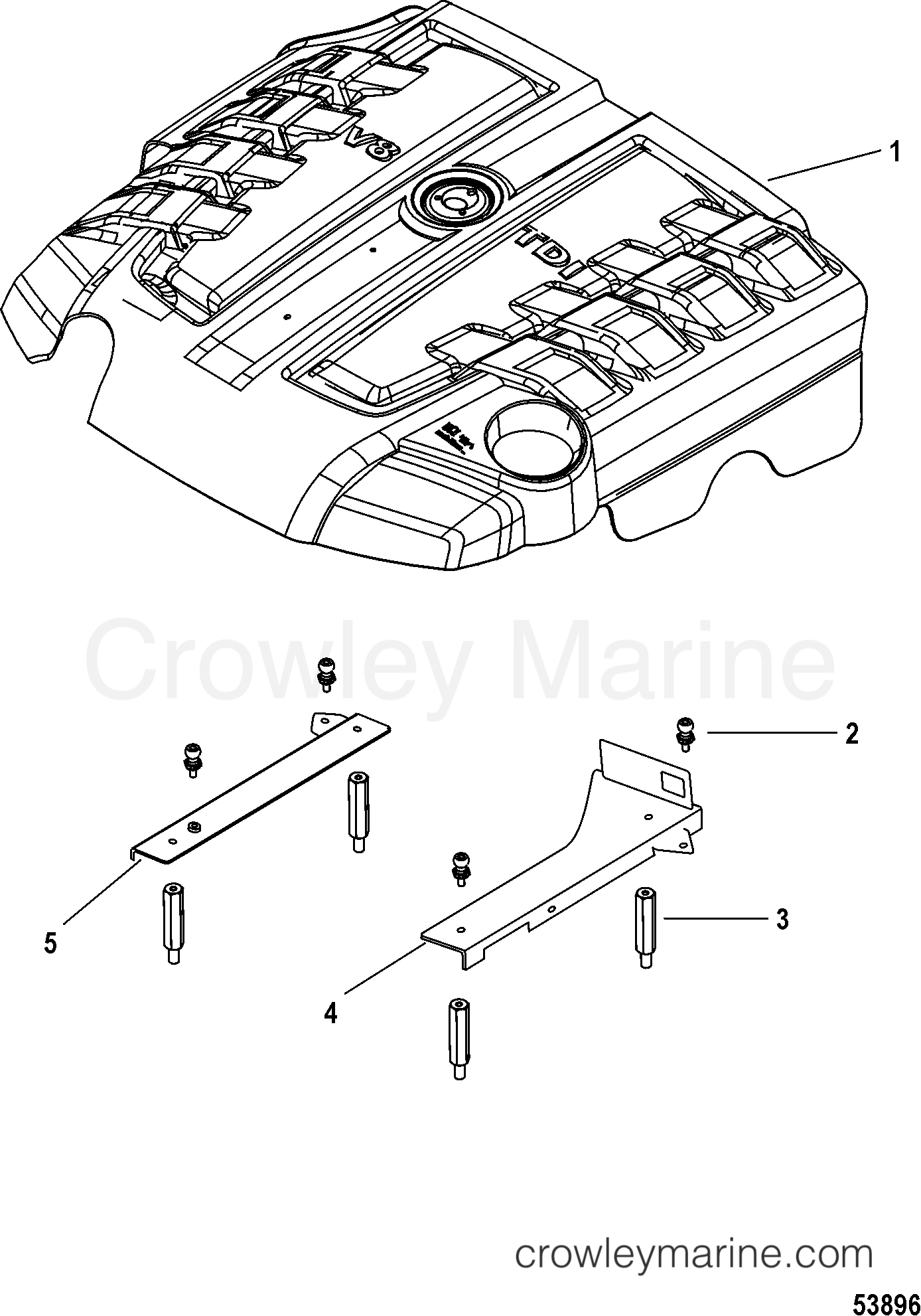 2013 Inboard Engine 4.2L TDI - 3D420020D - ENGINE COVER