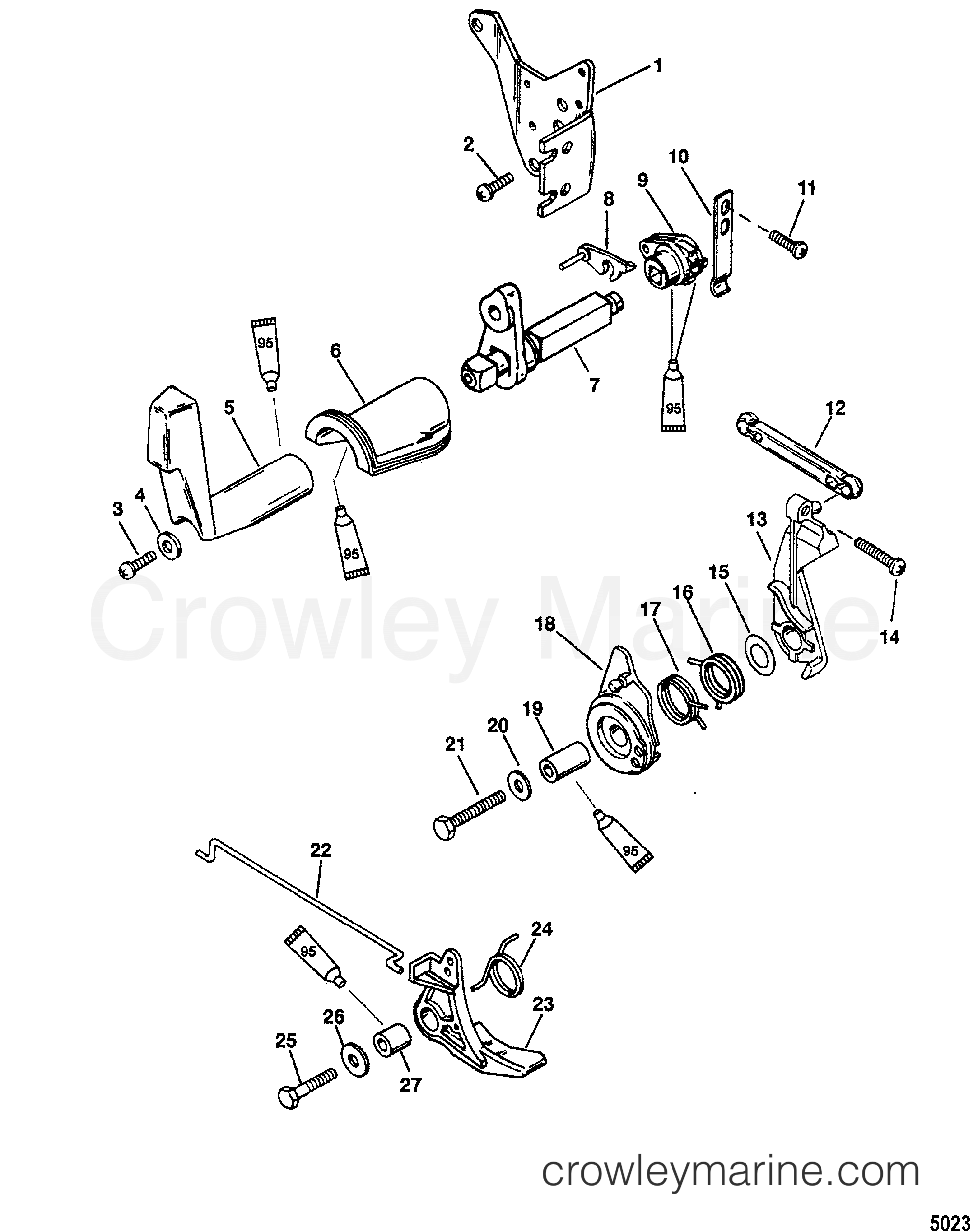 1999 Outboard 10 [MLH] - 7010253HB - THROTTLE AND SHIFT LINKAGE(SIDE SHIFT)