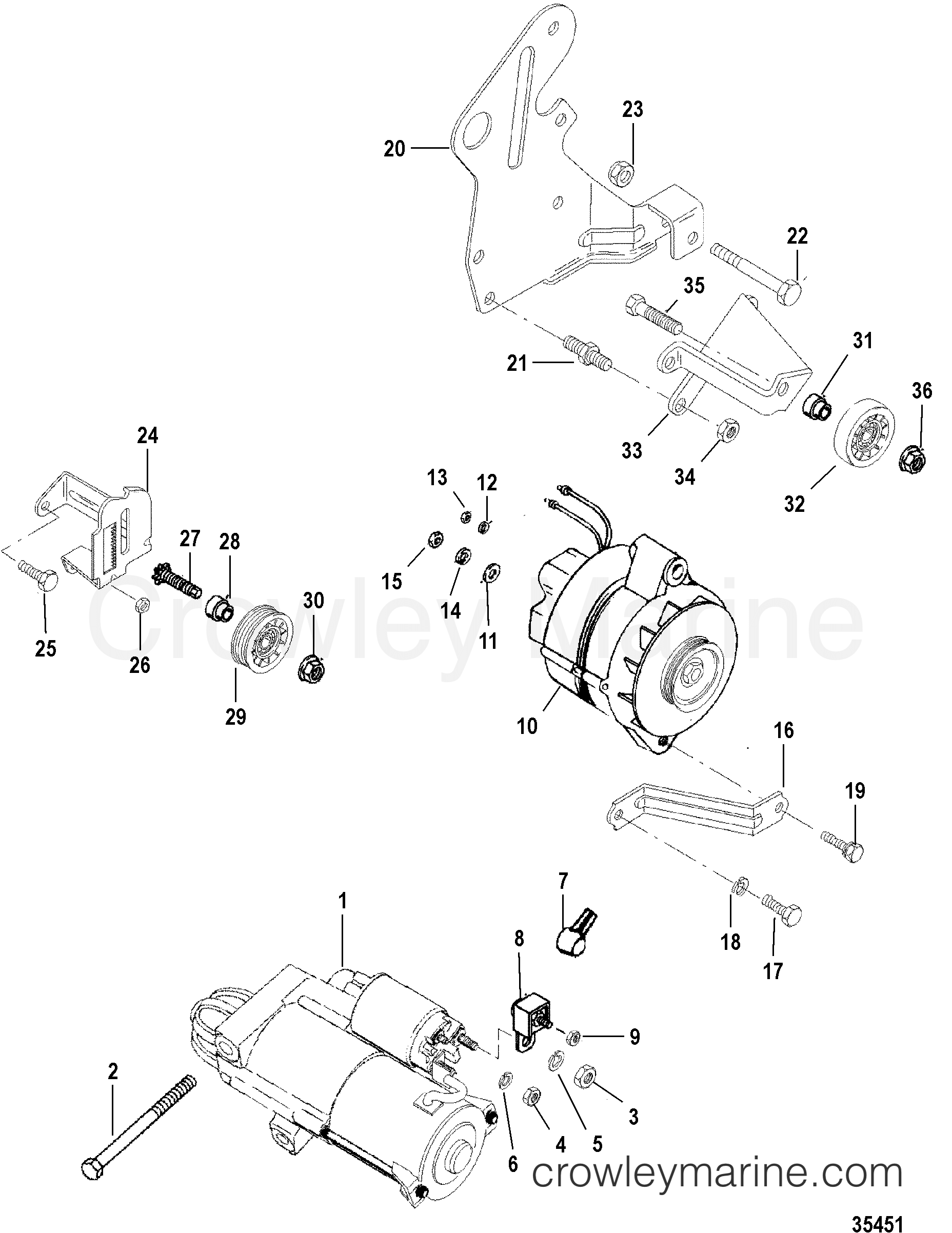 STARTER MOTOR AND ALTERNATOR 1998 Stern Drive 350 MAG [ALPHA MPI