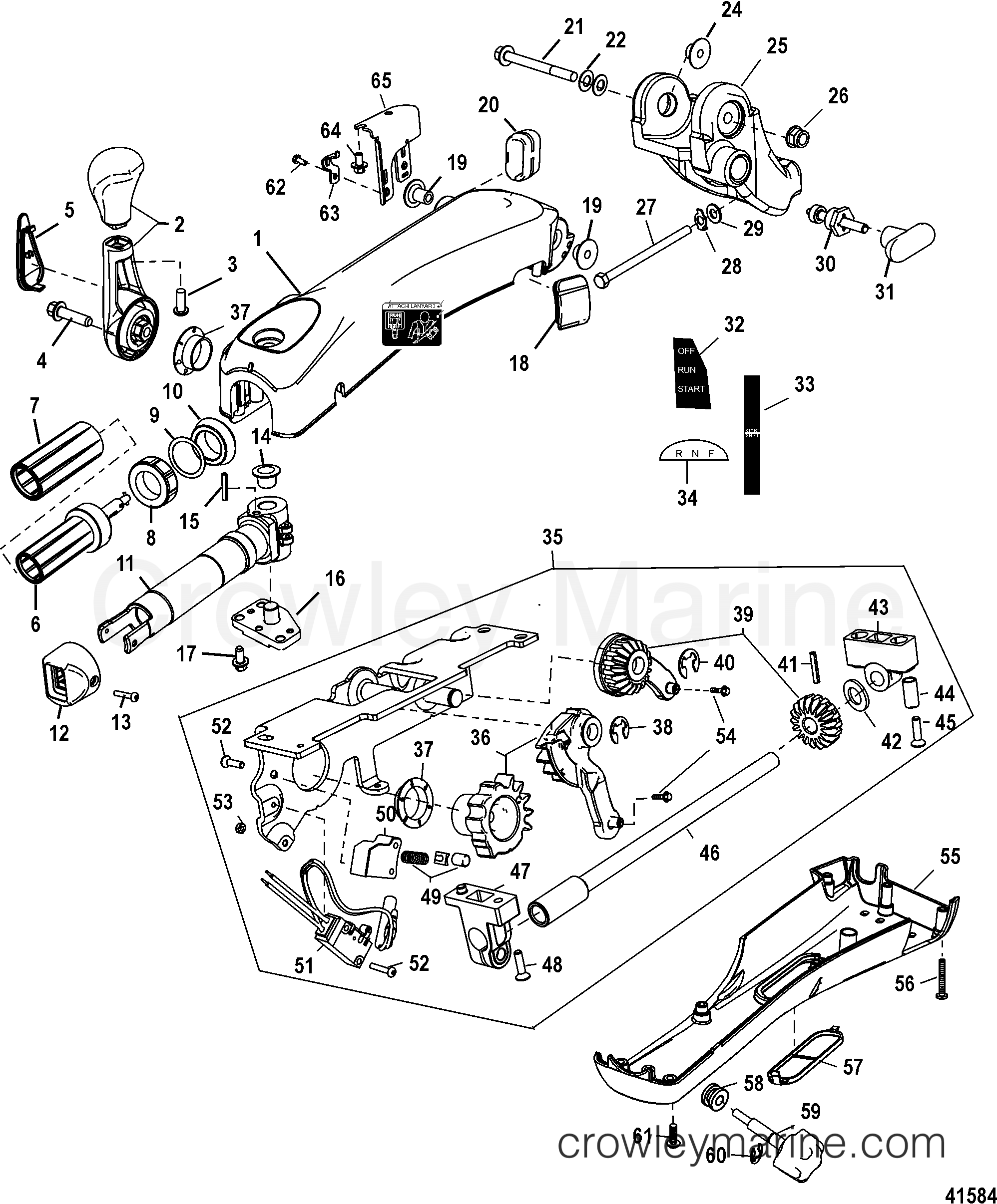 BIG TILLER HANDLE KIT(MANUAL 40-60 ELHPT) - Various Years ... chrysler 55 hp outboard motor wiring diagrams 