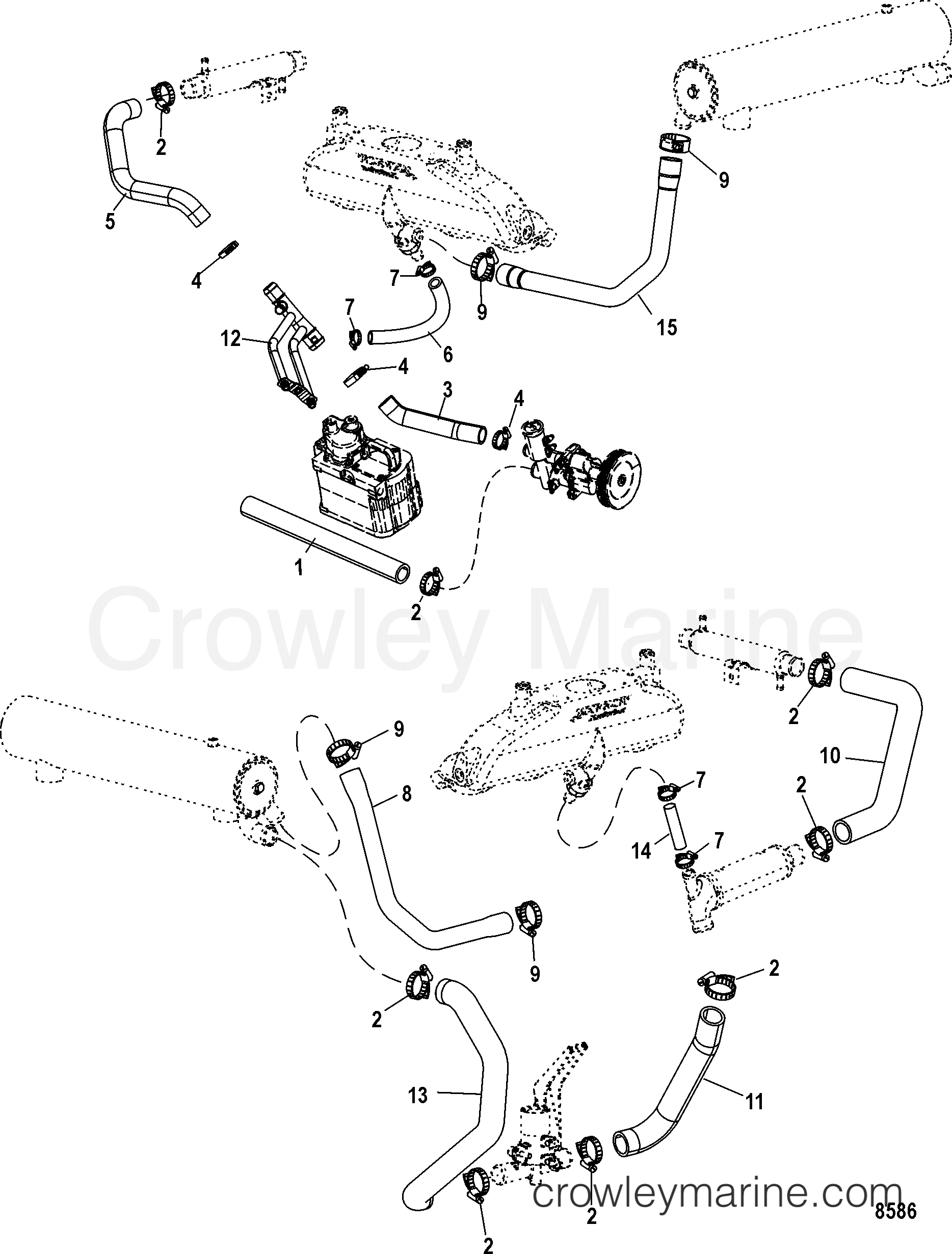 COOLING SYSTEM, RAW WATER COMPONENTS 1998 Inboard Engine 8.1L HO [MPI