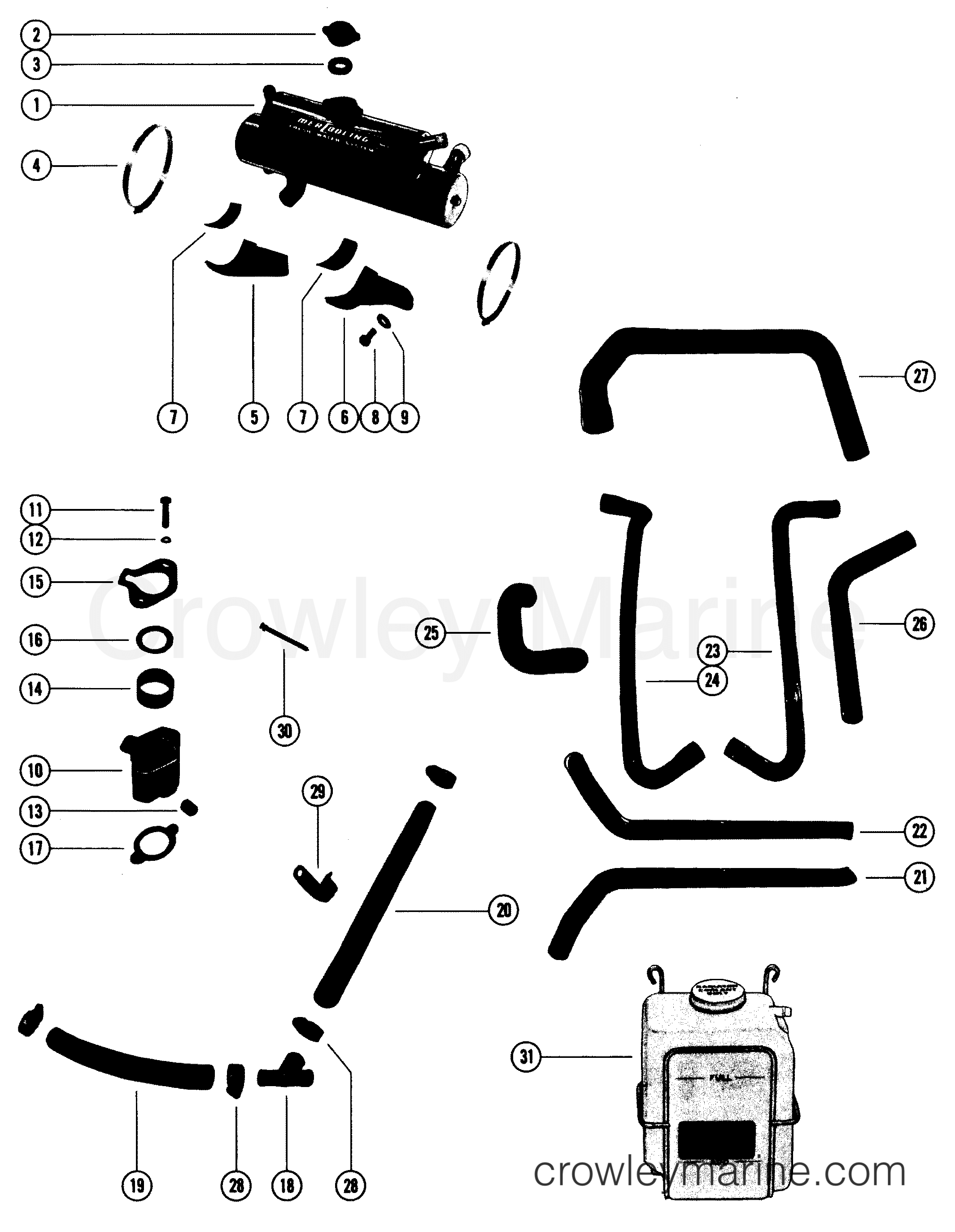 FRESH WATER COOLING KIT (MIE 198, 228 AND 255) Various Years Rigging Exhaust / Cooling Systems