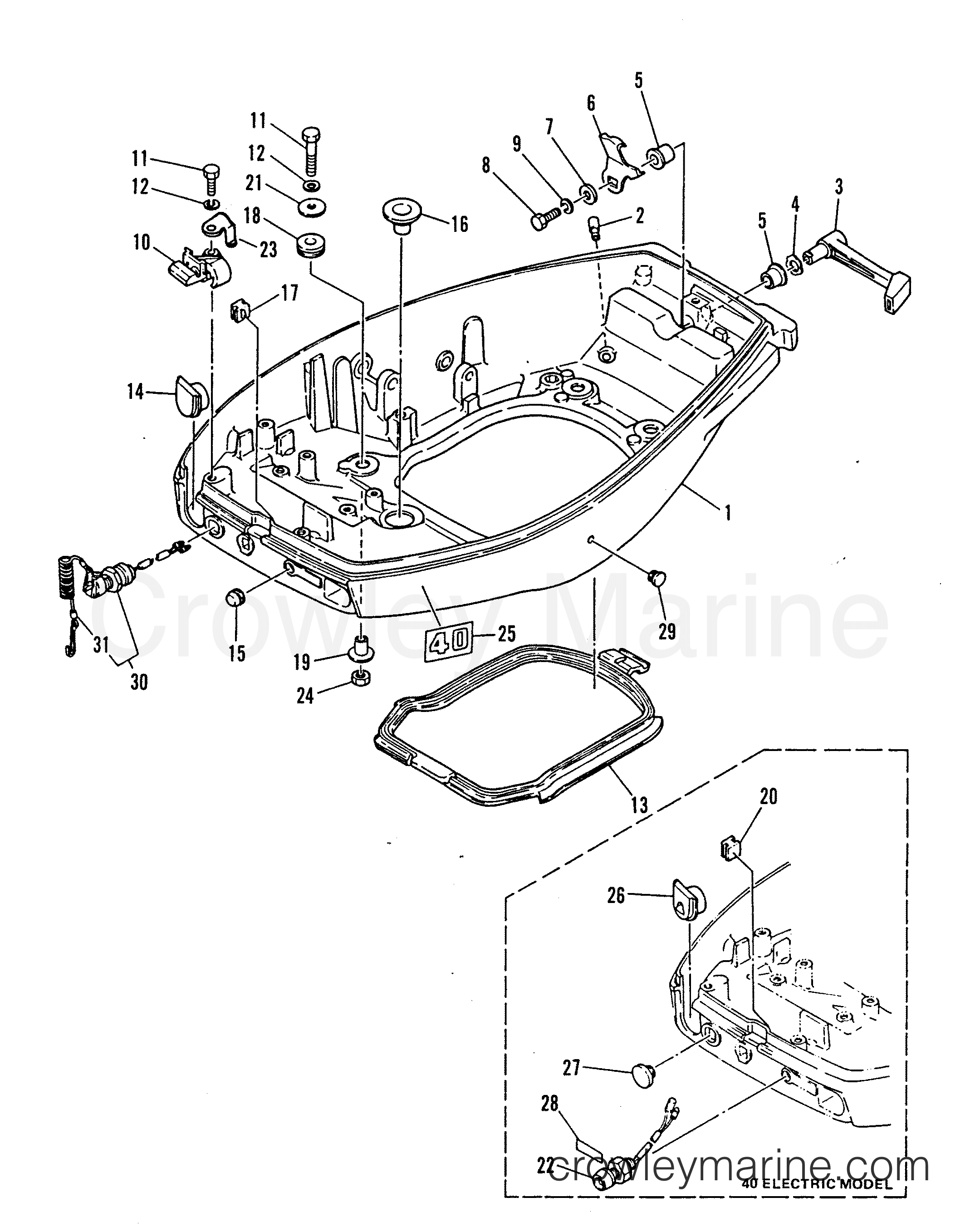 1986 Outboard 40 [ELO] - 7040716 - BOTTOM COWLING