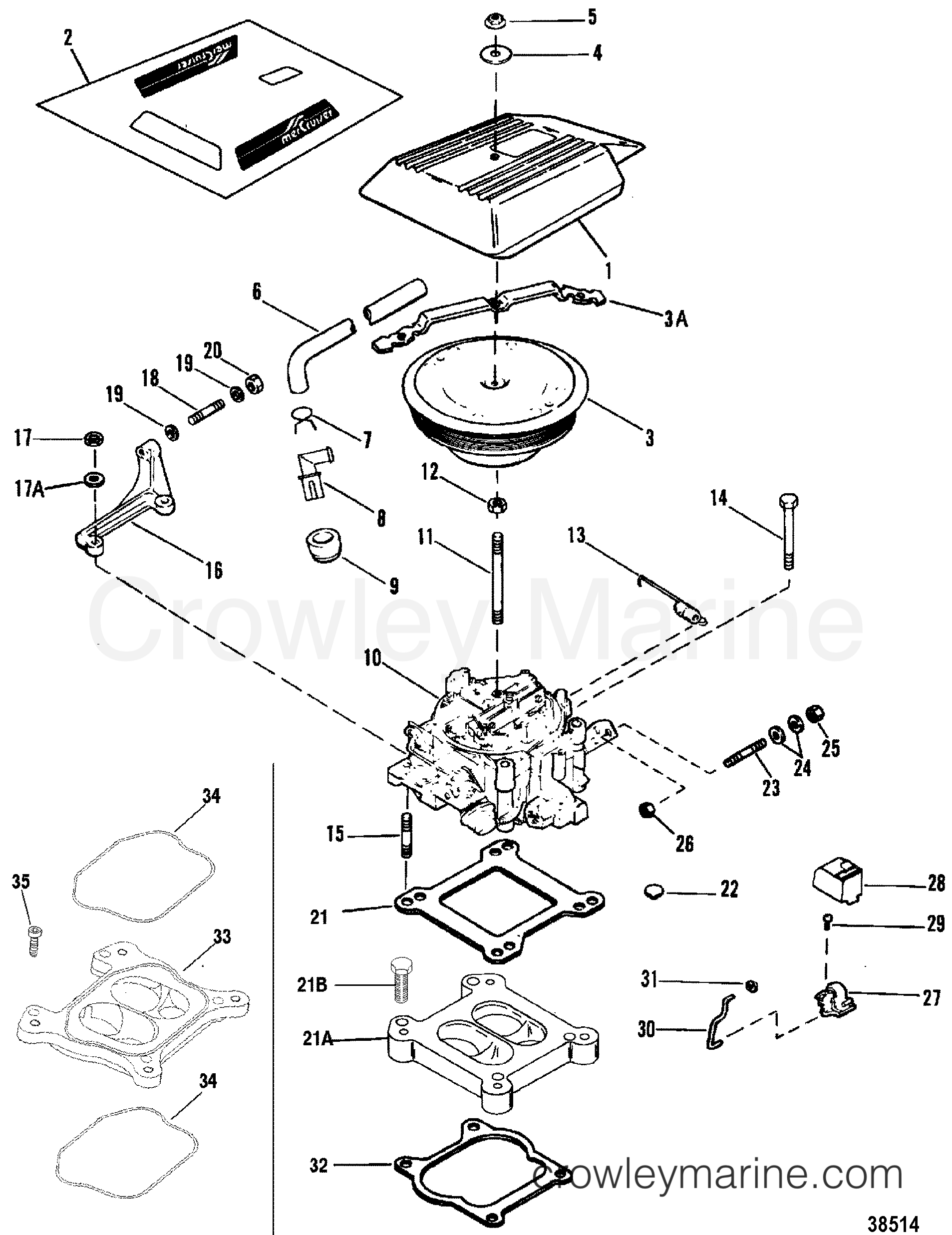 CARBURETOR/THROTTLE LINKAGE(WEBER 4 BARREL) 1987 Stern Drive 260