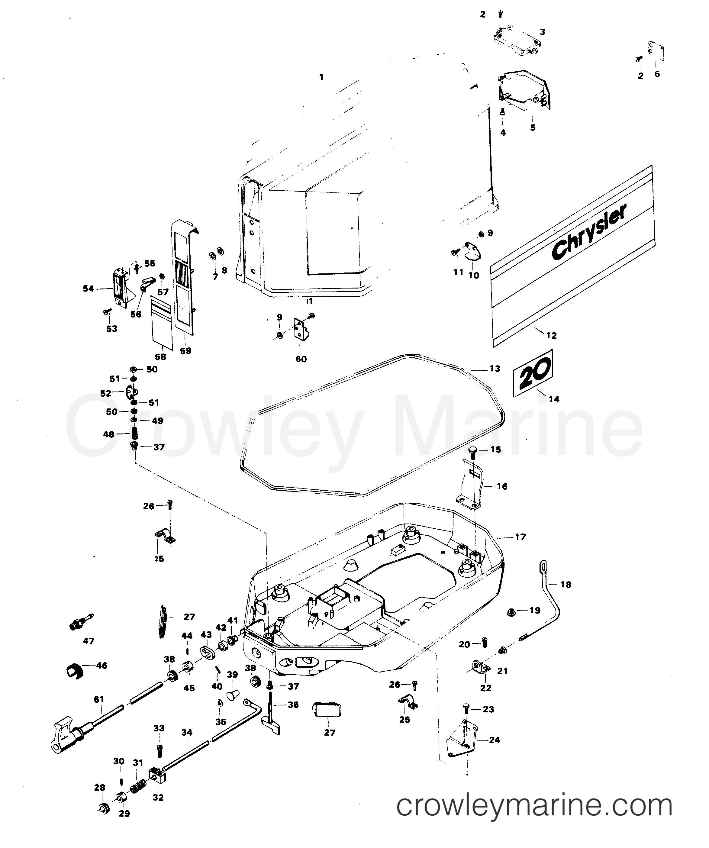 1982 Outboard 20 - 202B2N - ENGINE COVER AND SUPPORT PLATE