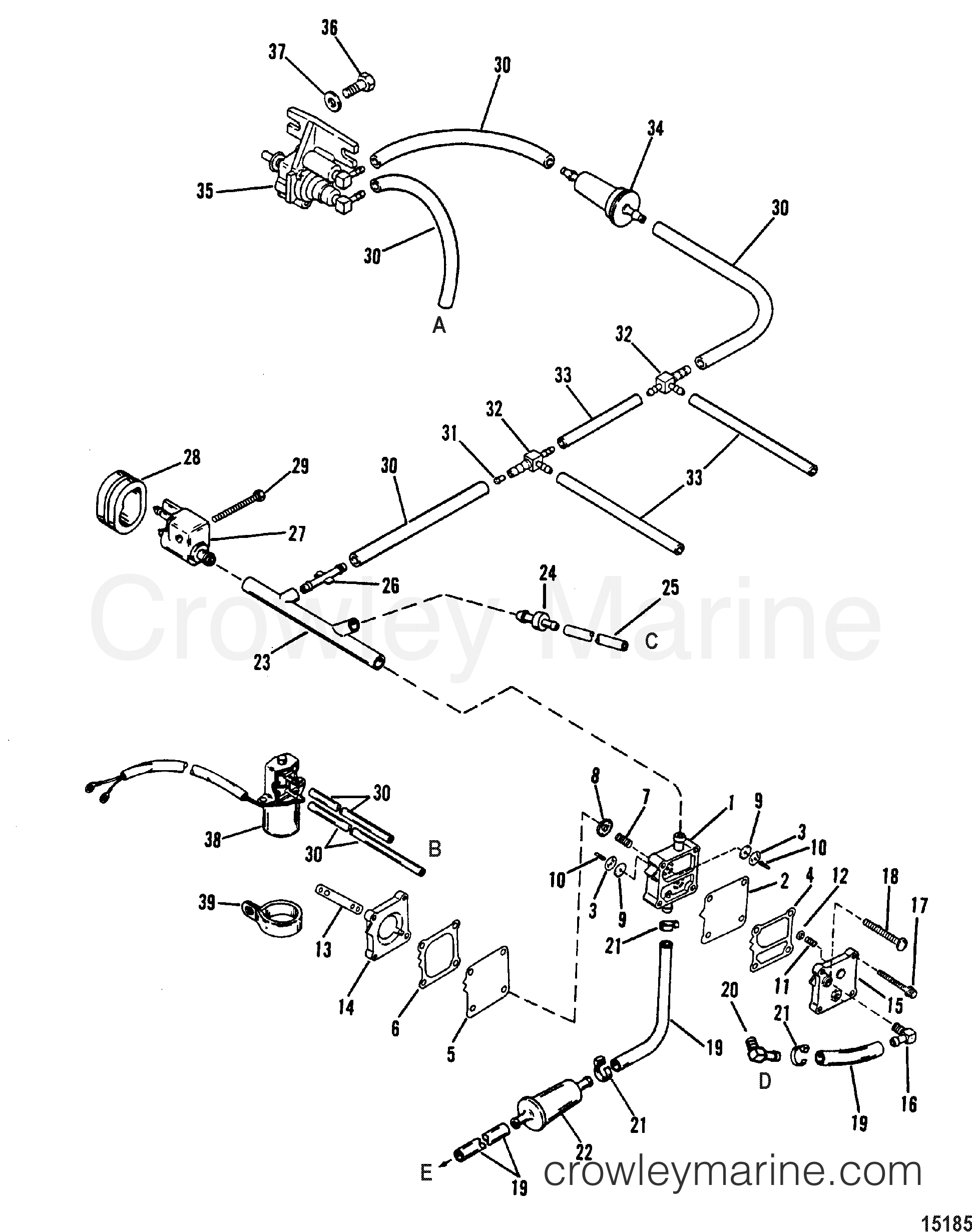 FUEL PUMP(USE WITH INLINE CHECK VALVE REFERENCE NUMBER 24) 1988