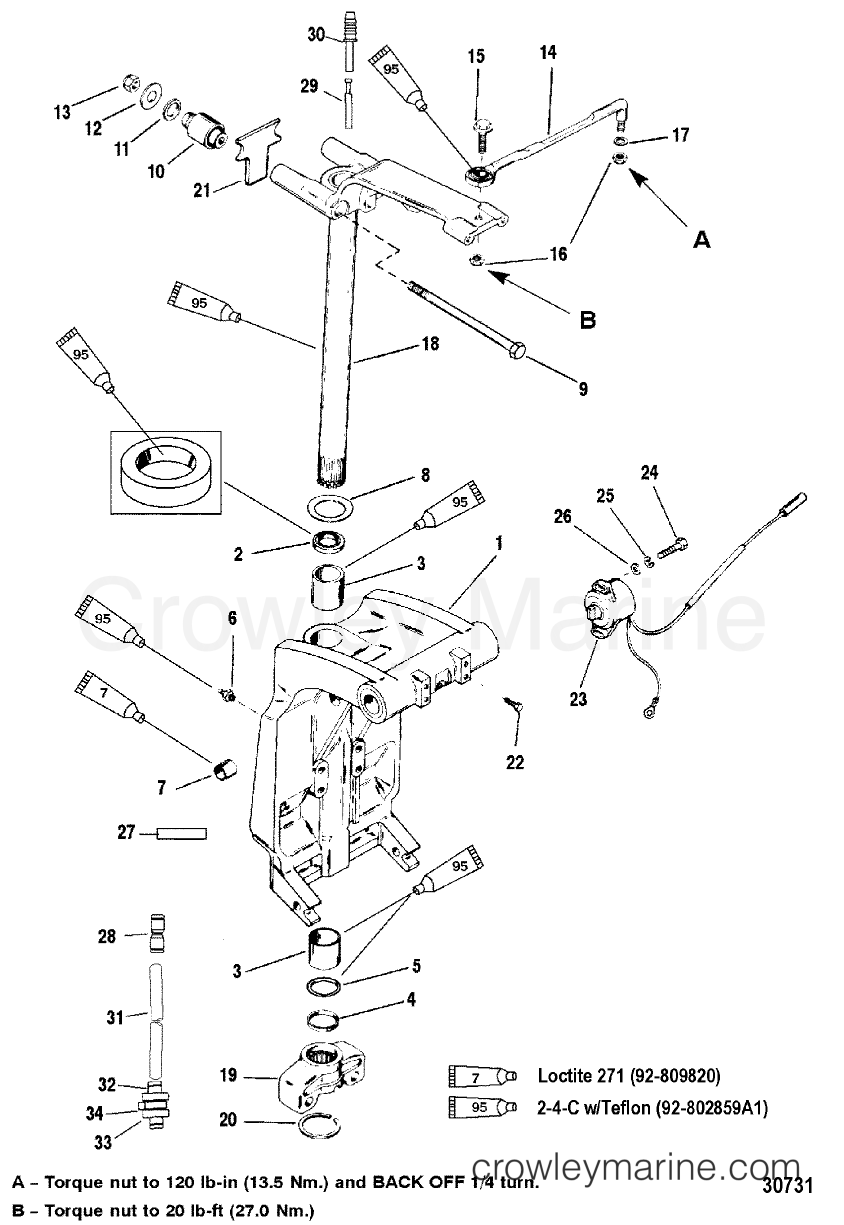 2000 Outboard 200EFI [L] - 7200413JS - SWIVEL BRACKET AND STEERING ARM