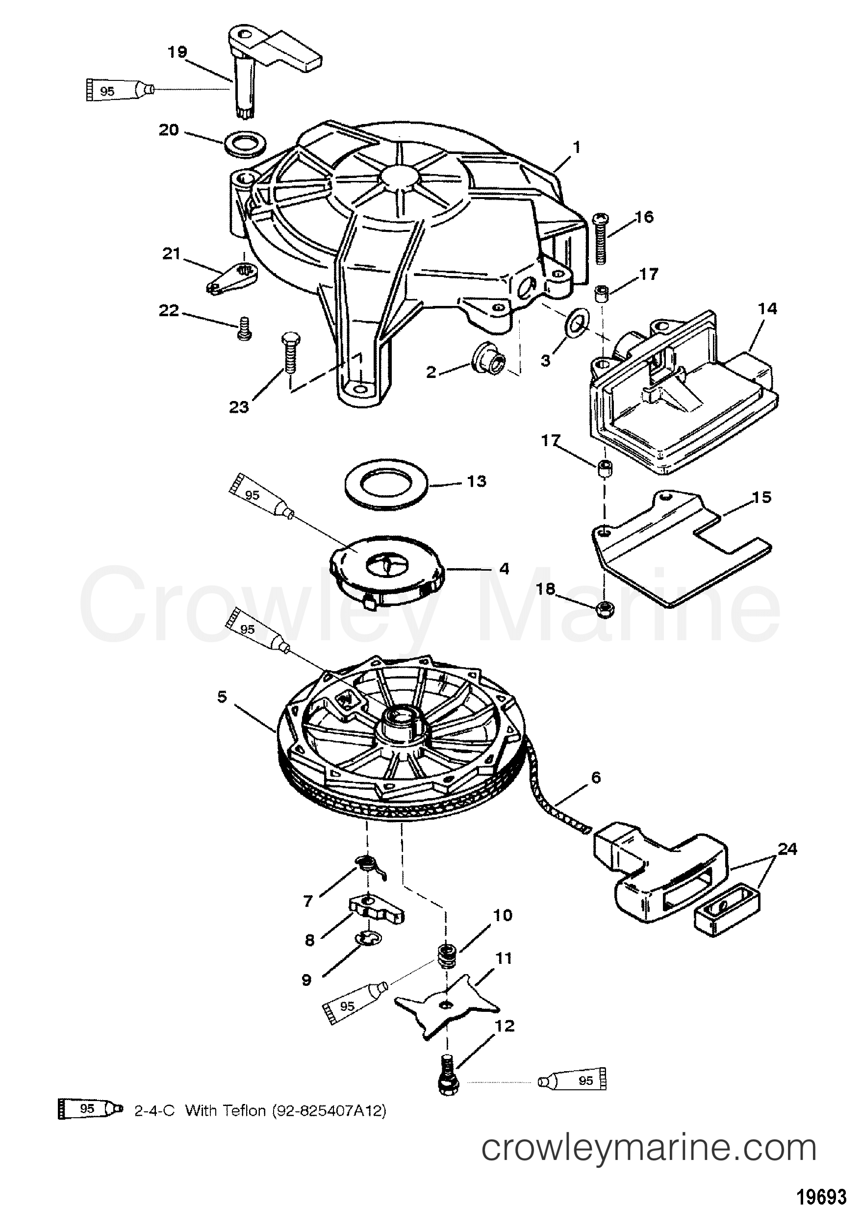 1997 Outboard 9.9 [ELRC] - 7010312FD - MANUAL STARTER