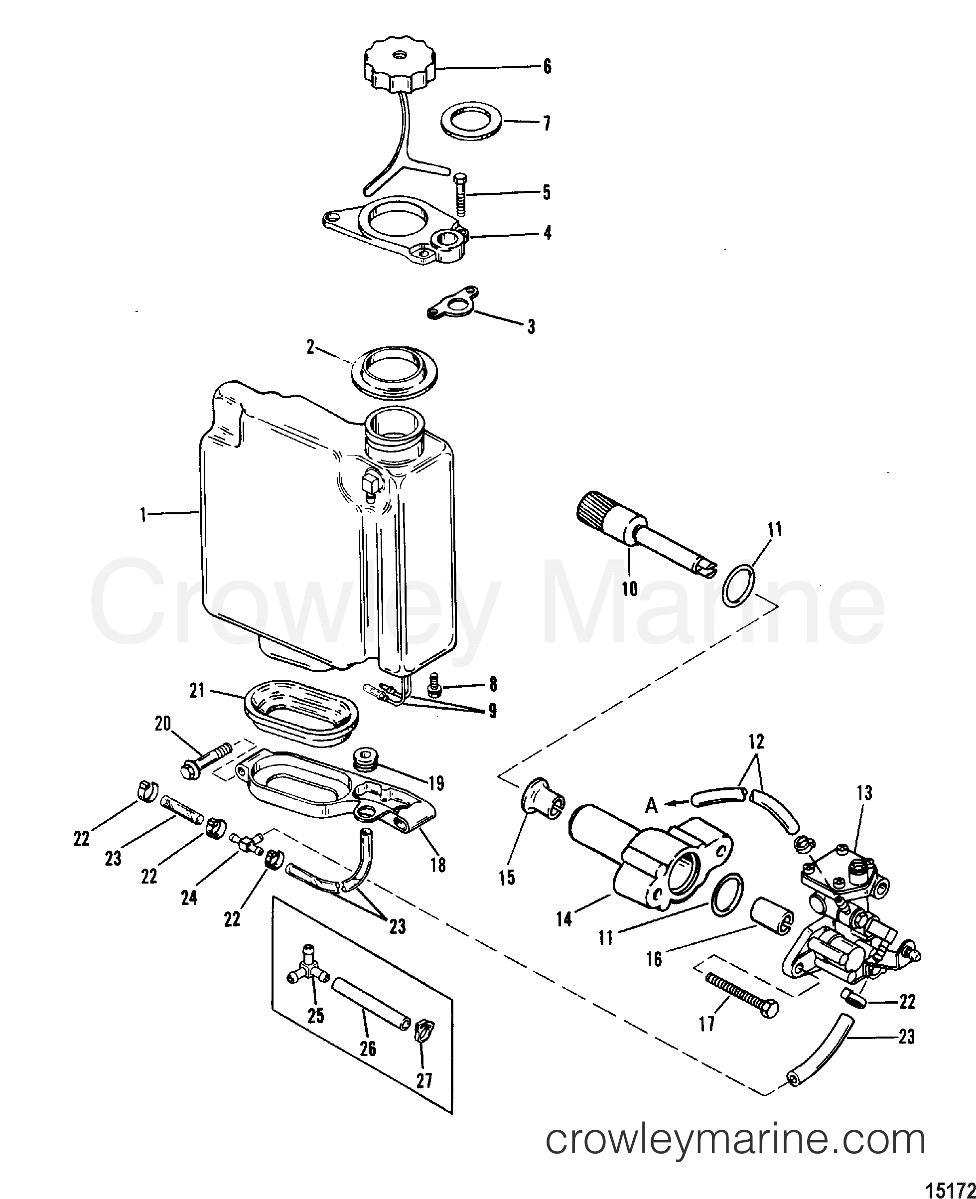 1988 Outboard 90 [ELO] - 7090312ND - OIL INJECTION COMPONENTS
