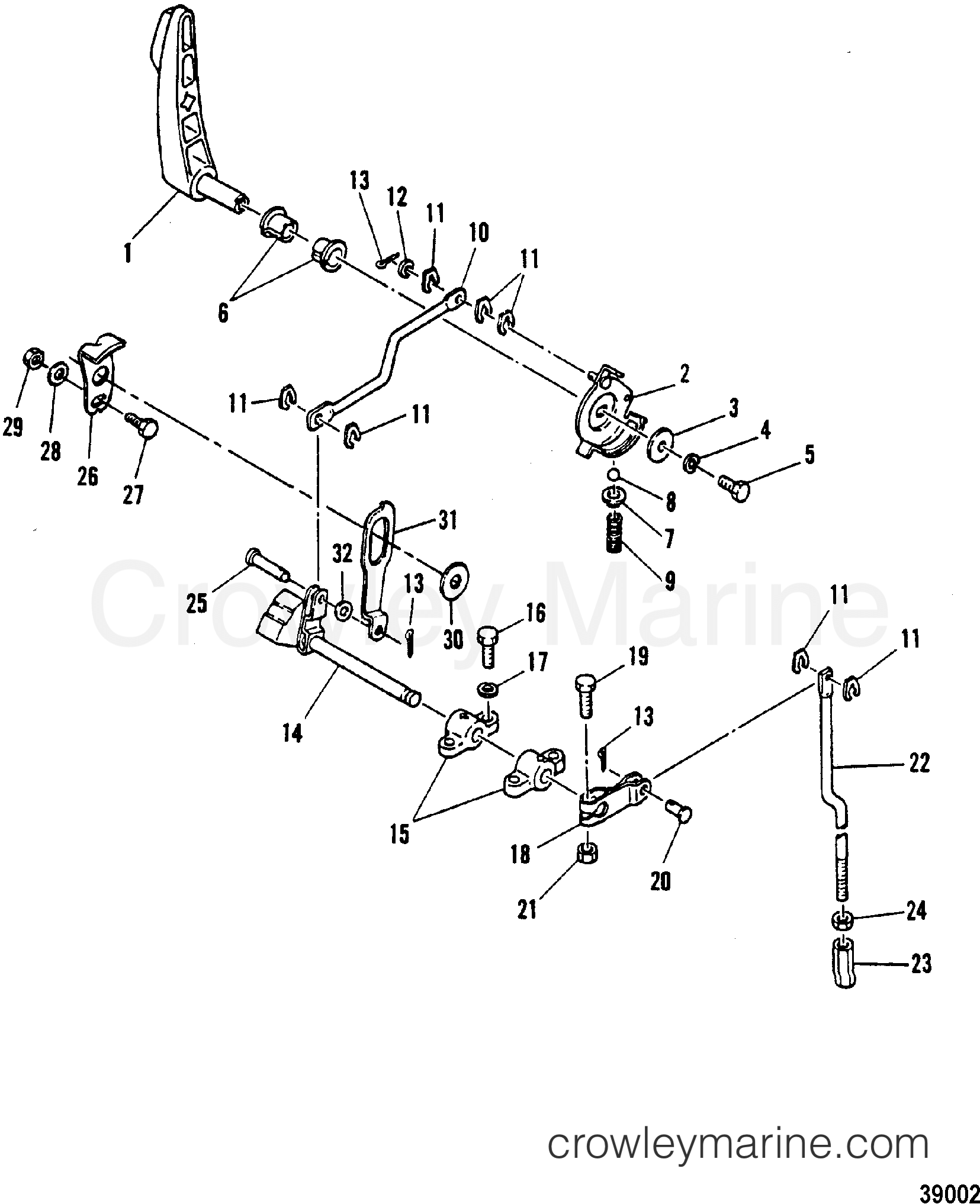 1988 Outboard 40 [EO] - 7040302NU - GEAR SHIFT LINKAGE
