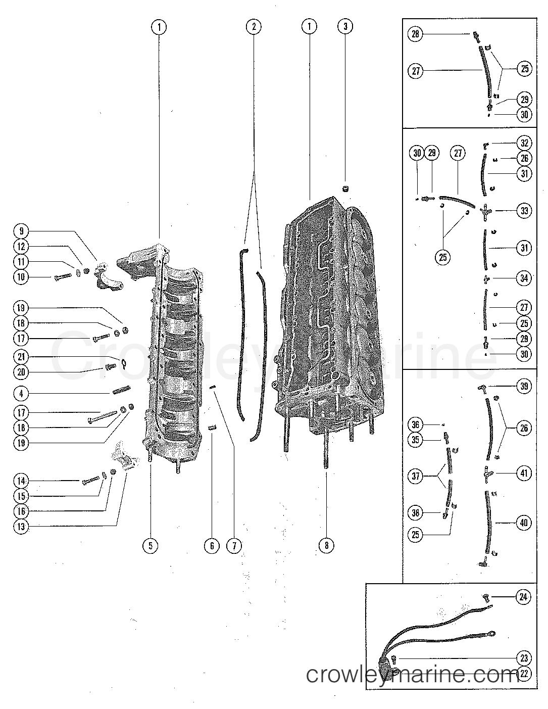 CYLINDER BLOCK AND CRANKCASE ASSEMBLY 1975 Outboard 150 1150505 Crowley Marine