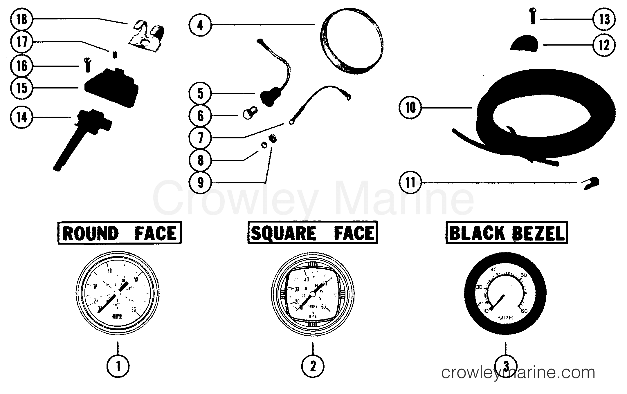 Various Years Rigging Trim / Tilt / Lift Systems and Components - OB MISC. (1985 AND BELOW) - SPEEDOMETER KIT