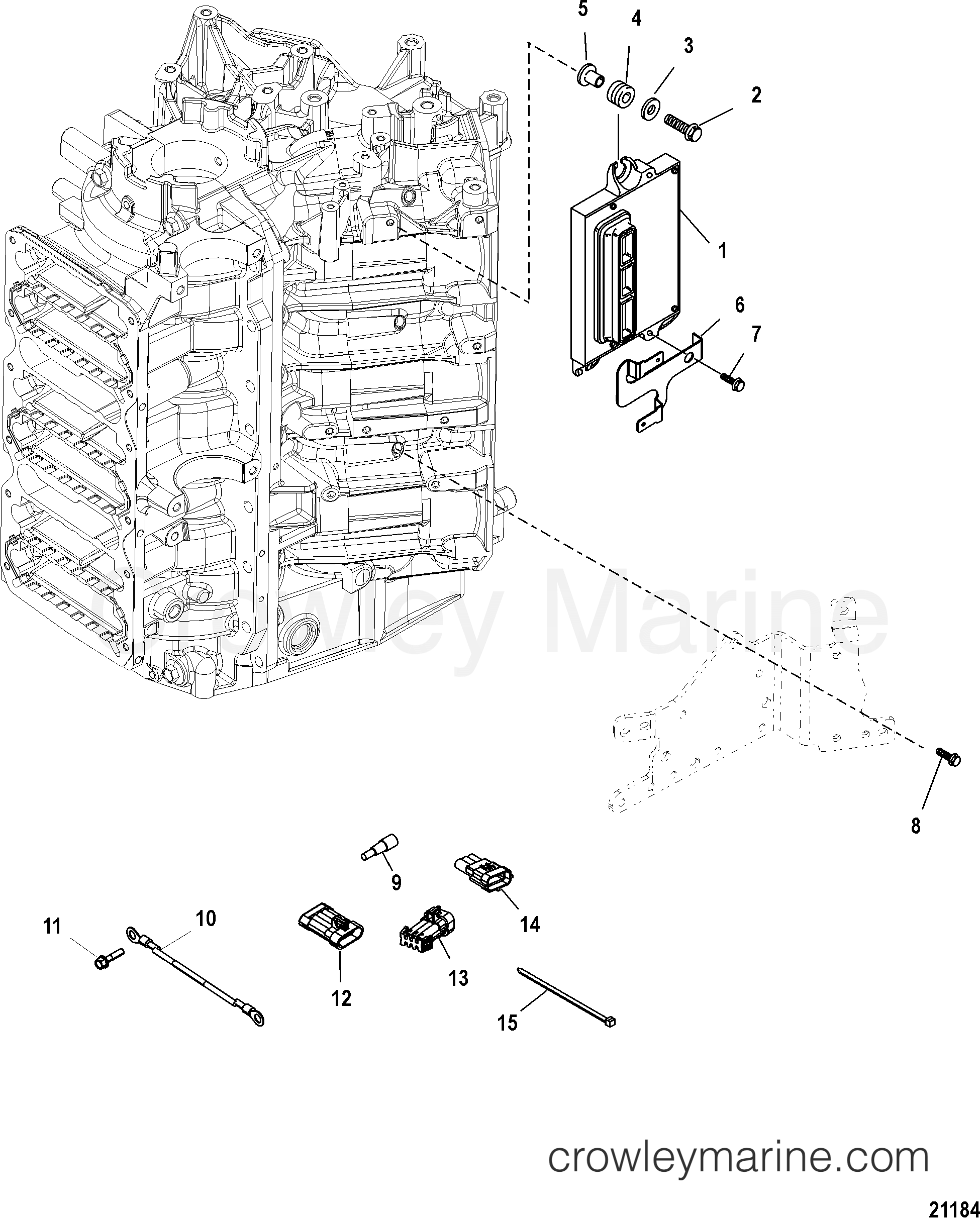 Serial Range Outboard 225 PRO XS (3.0L DFI) - 1B752547 & Up - PCM MOUNTING
