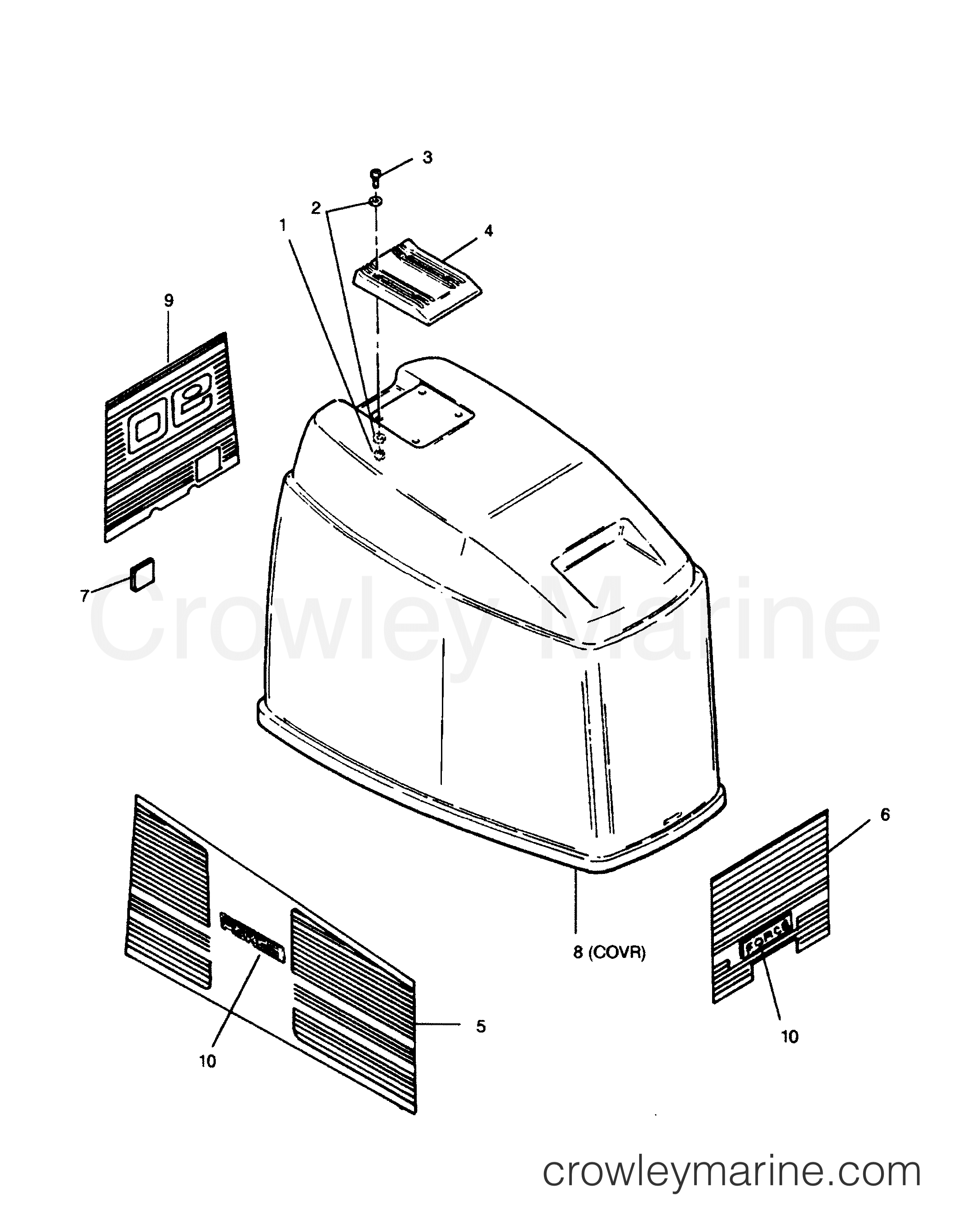 1991 Outboard 90 - 903P91C [Force] - ENGINE COVER MAXUM MODELS