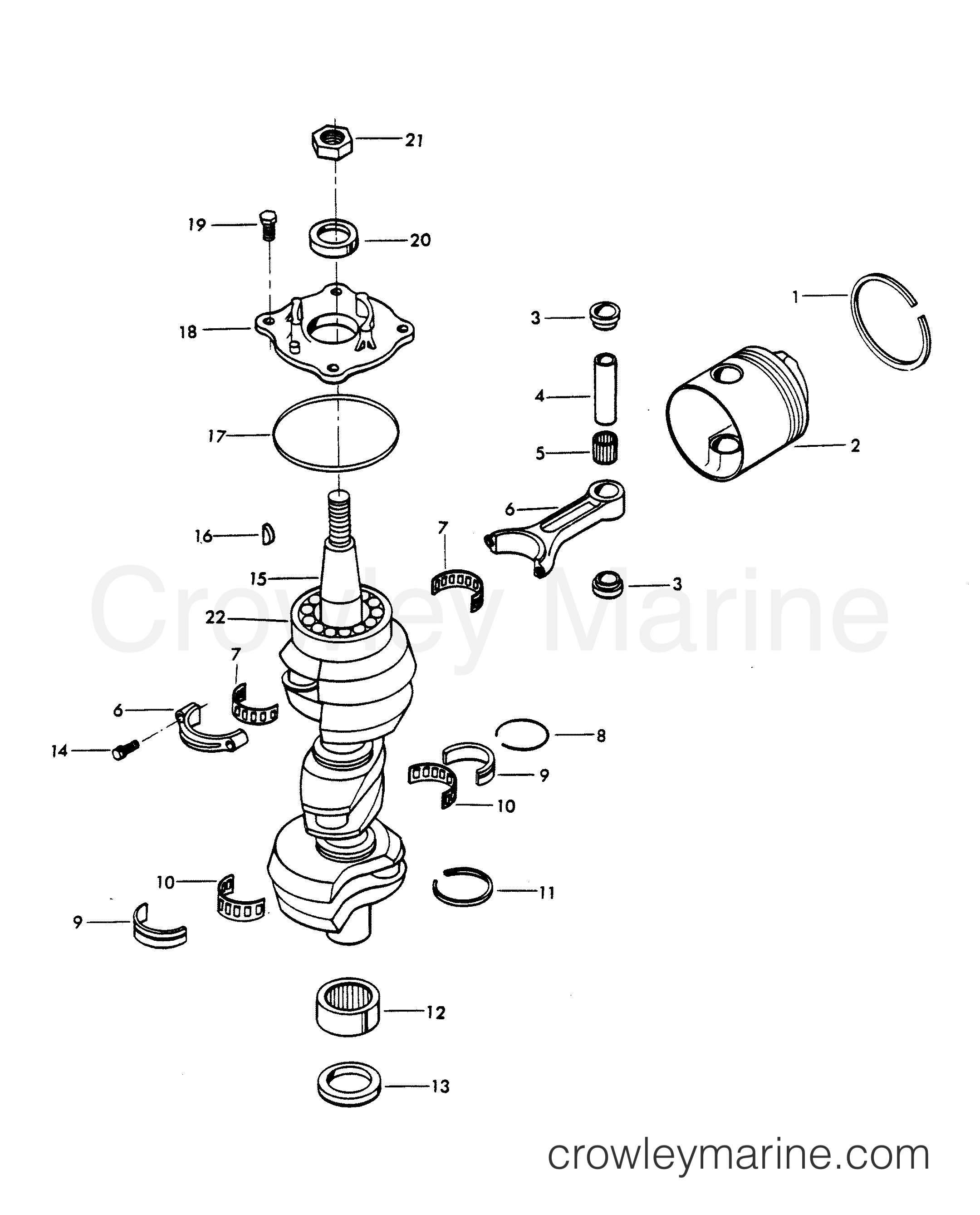 1981 Outboard 75 - H0758B81C - CRANKSHAFT AND PISTON GROUP