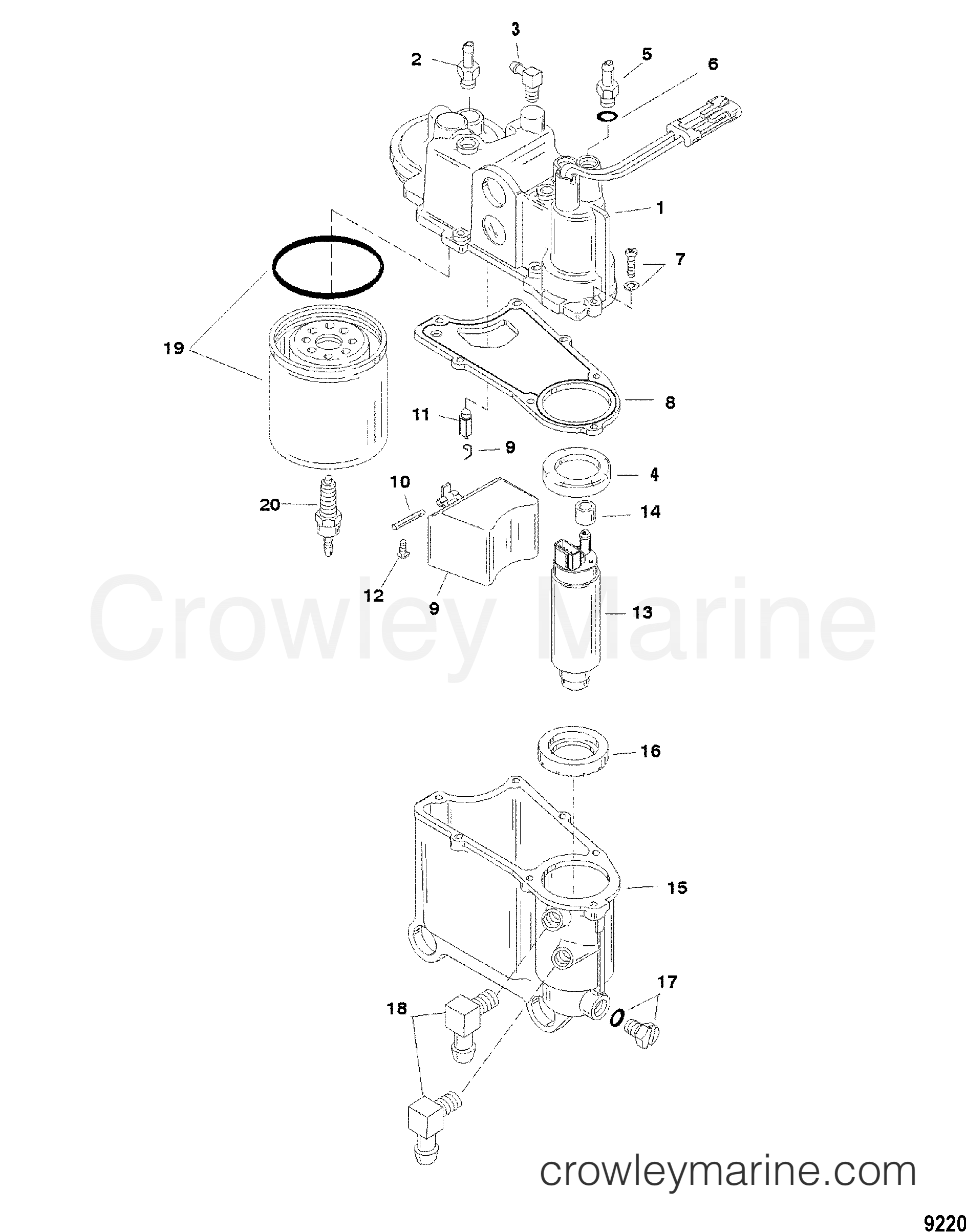 1999 Outboard 150DFI [L] - 7150473HT - VAPOR SEPARATOR COMPONENTS