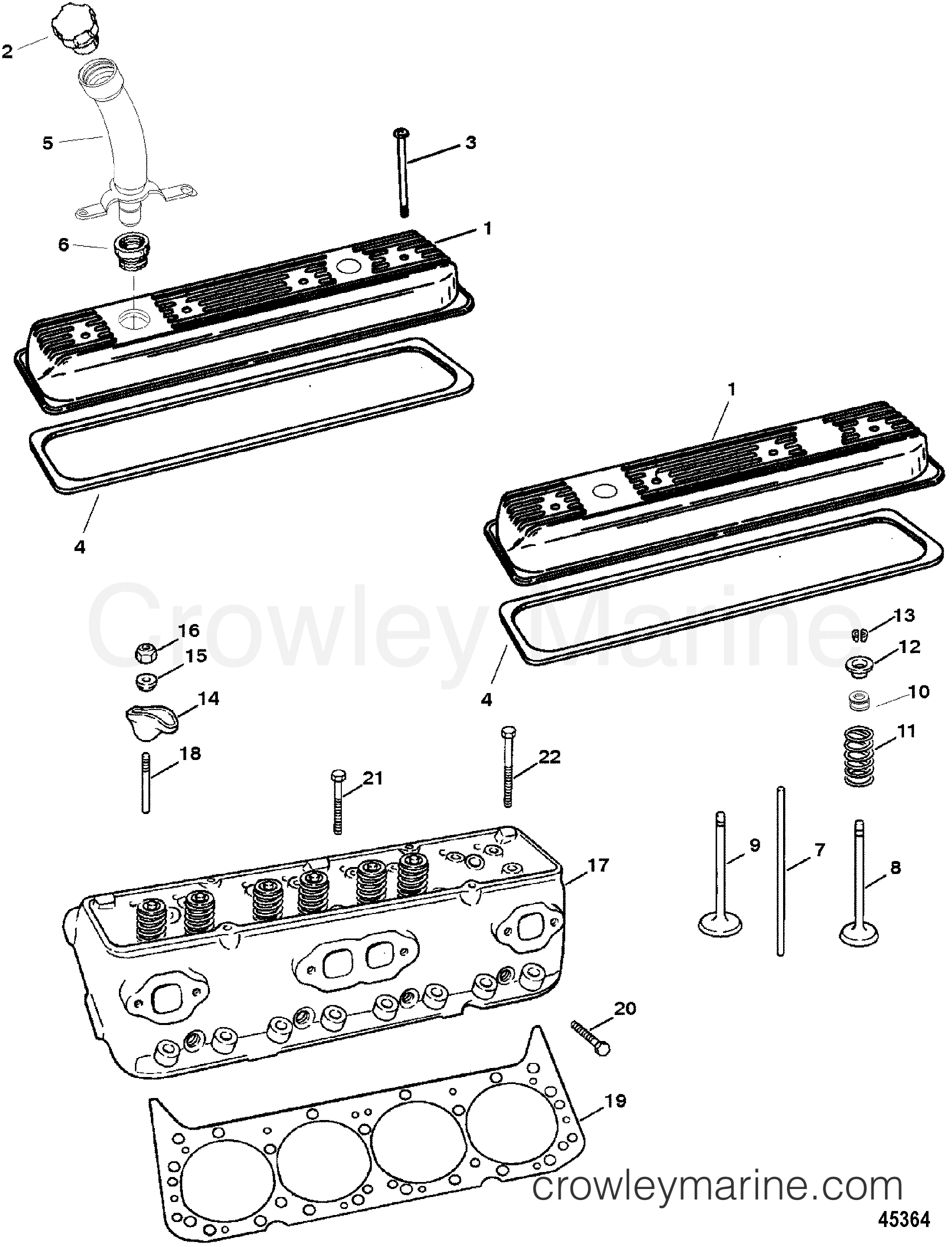 Inboard Rocker CYLINDER HEAD AND ROCKER COVER - 1997 Inboard Engine 5.7L [EFI ...